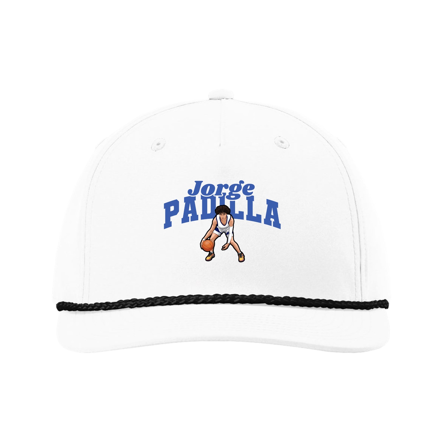 Five-Panel Classic Rope Cap — Signature Arch in White