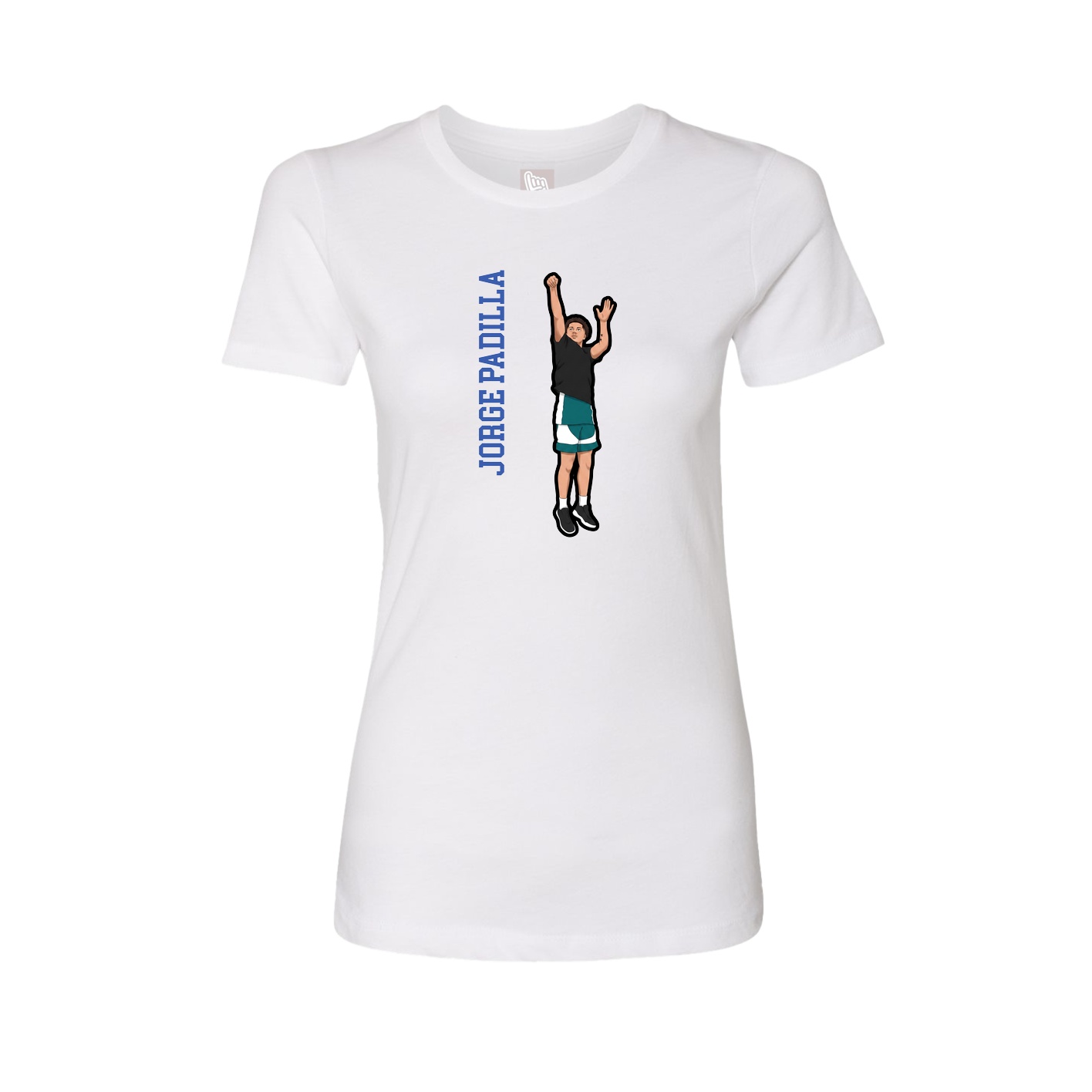 Fitted Women's Tee — Name Vertical in White