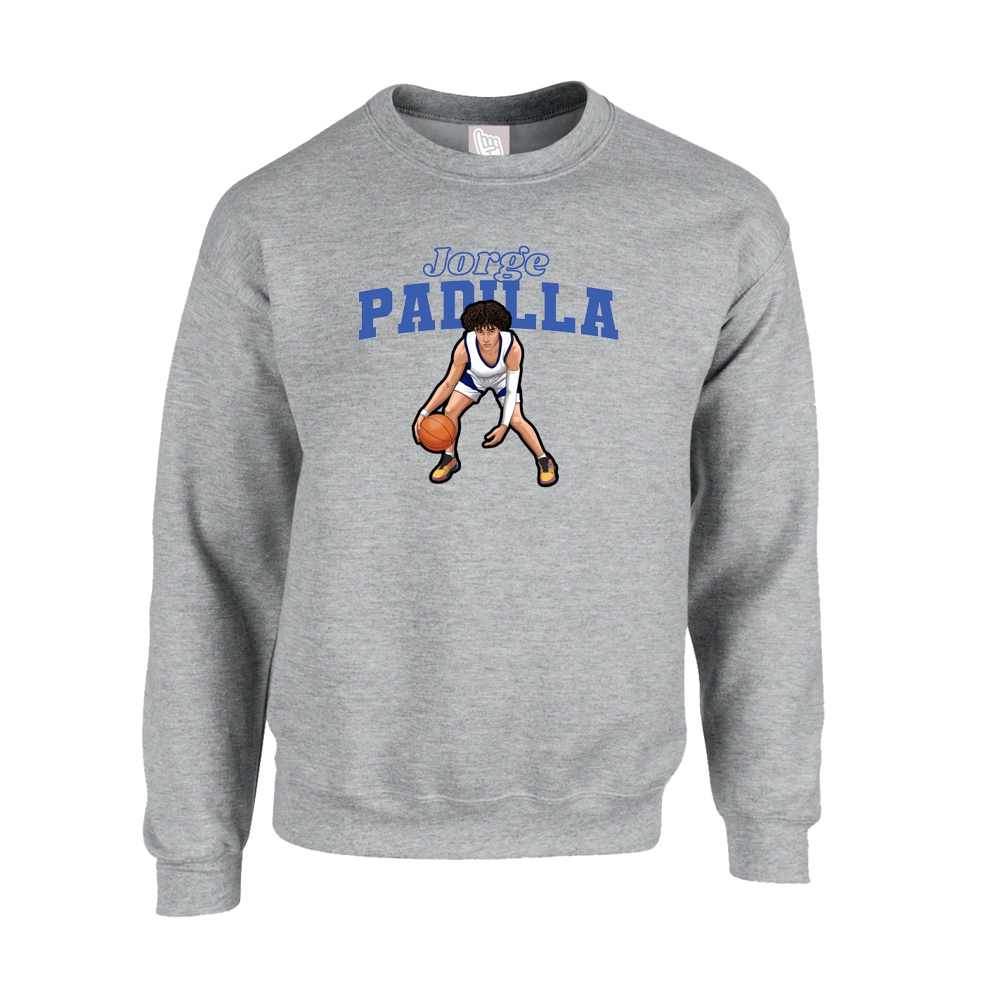 Fleece Crew — Name Arch in Grey