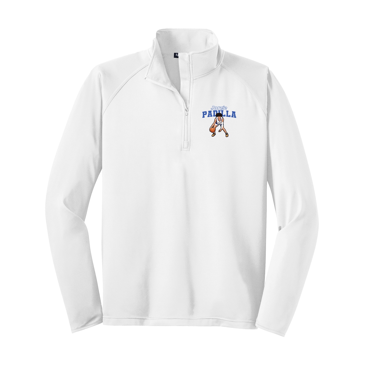 Q-Zip Pullover — Name Arch in White
