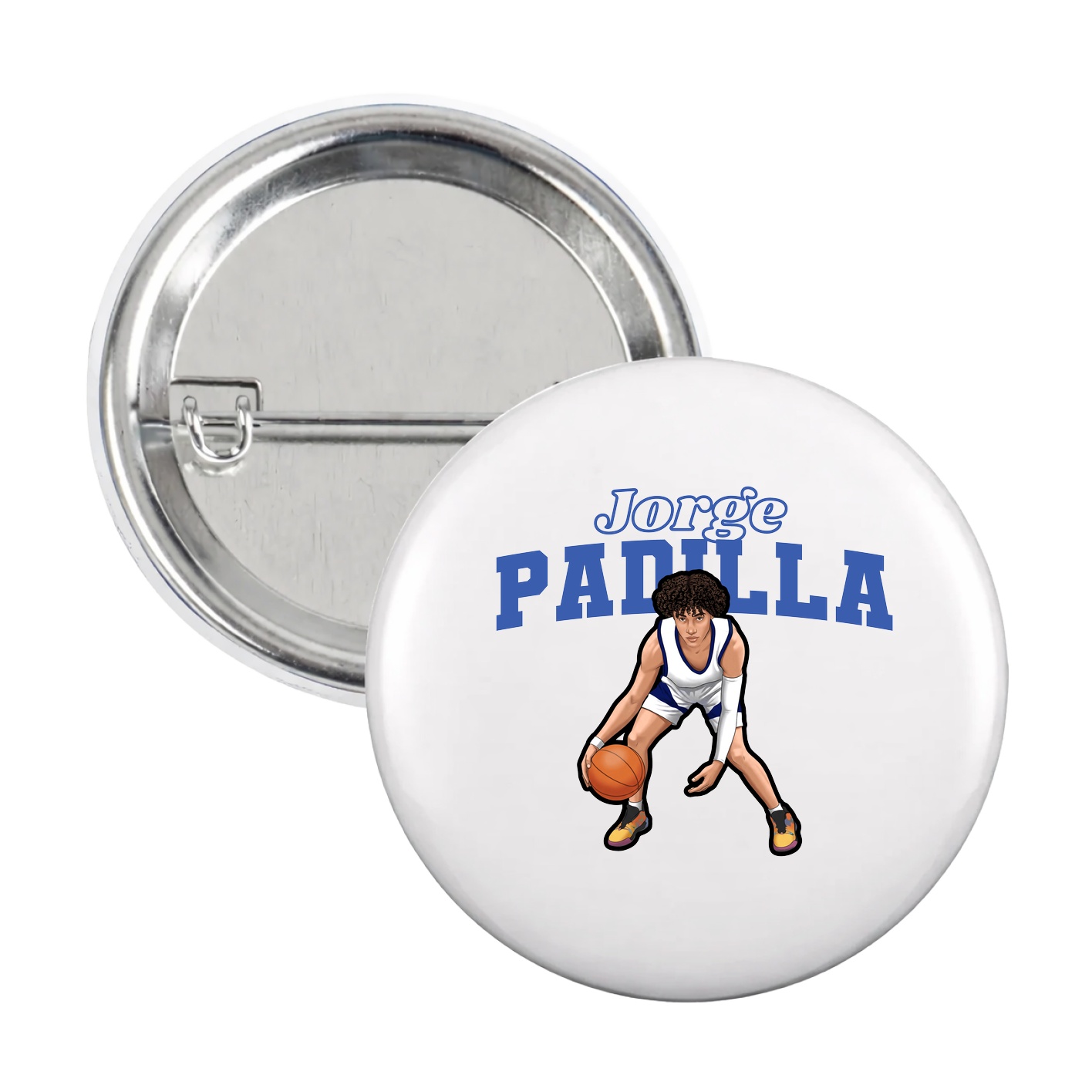 Game Day Button — Name Arch in White