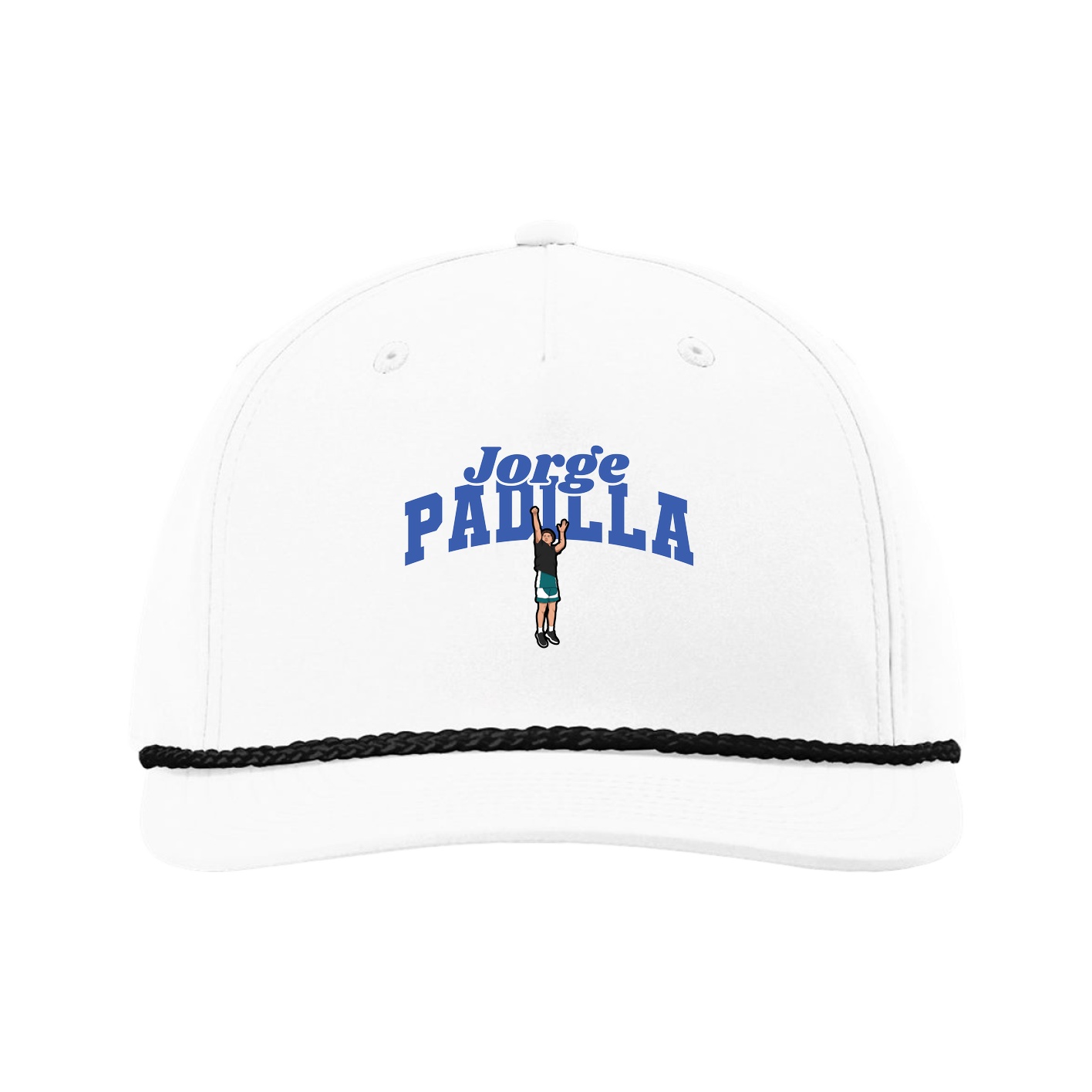 Five-Panel Classic Rope Cap — Signature Arch in White