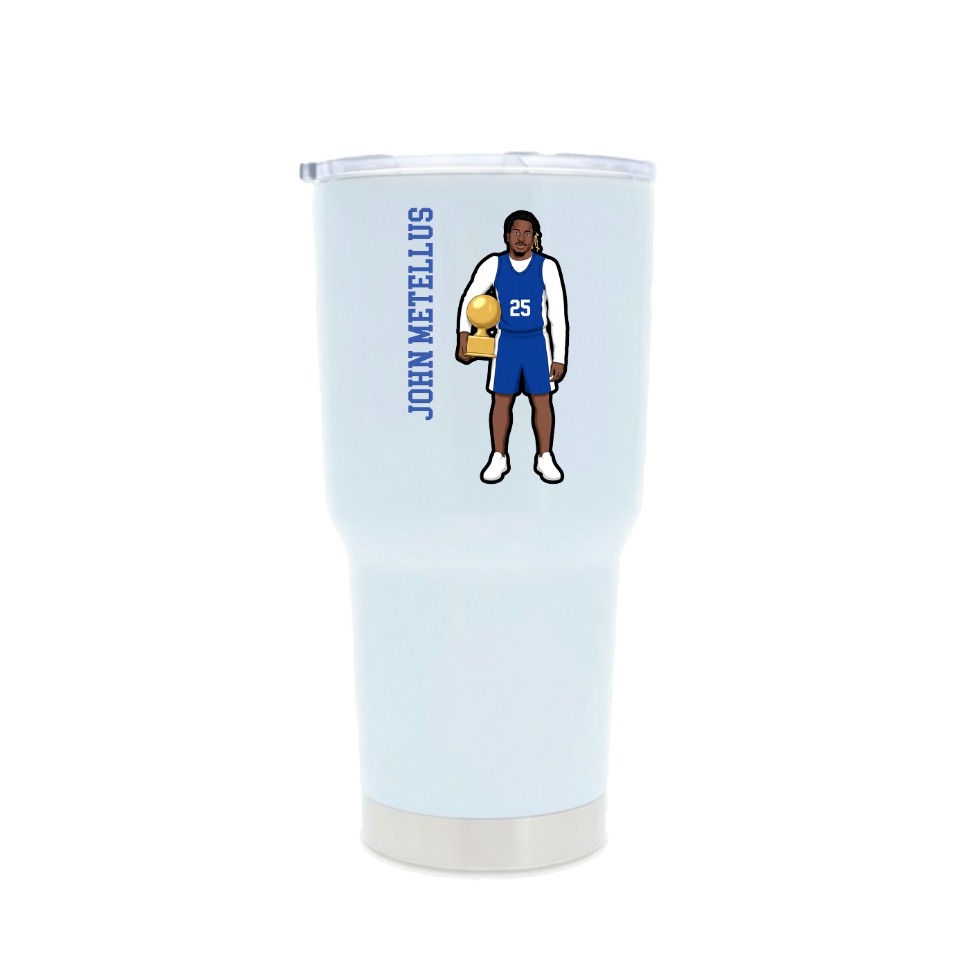 30oz Stainless Steel Tumbler — Name Vertical in White