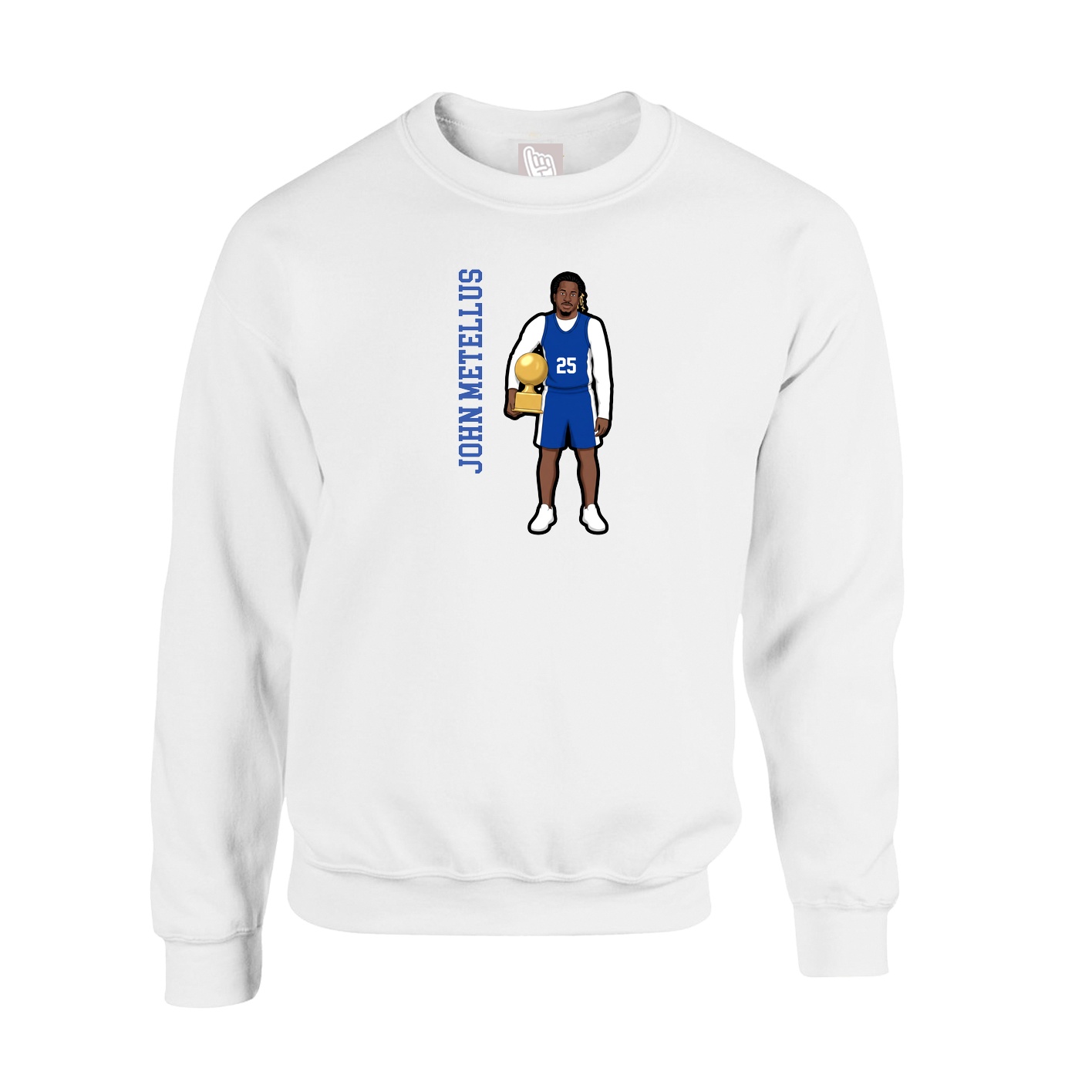 Fleece Crew — Name Vertical in White