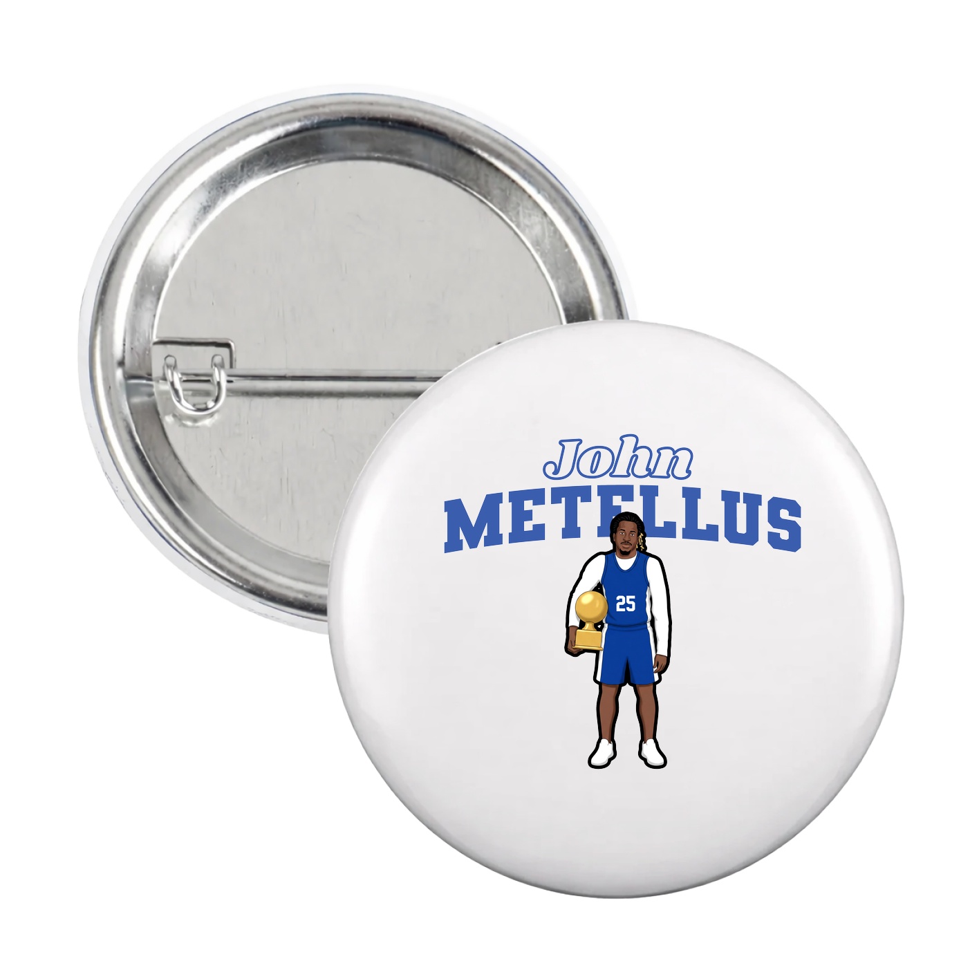 Game Day Button — Name Arch in White