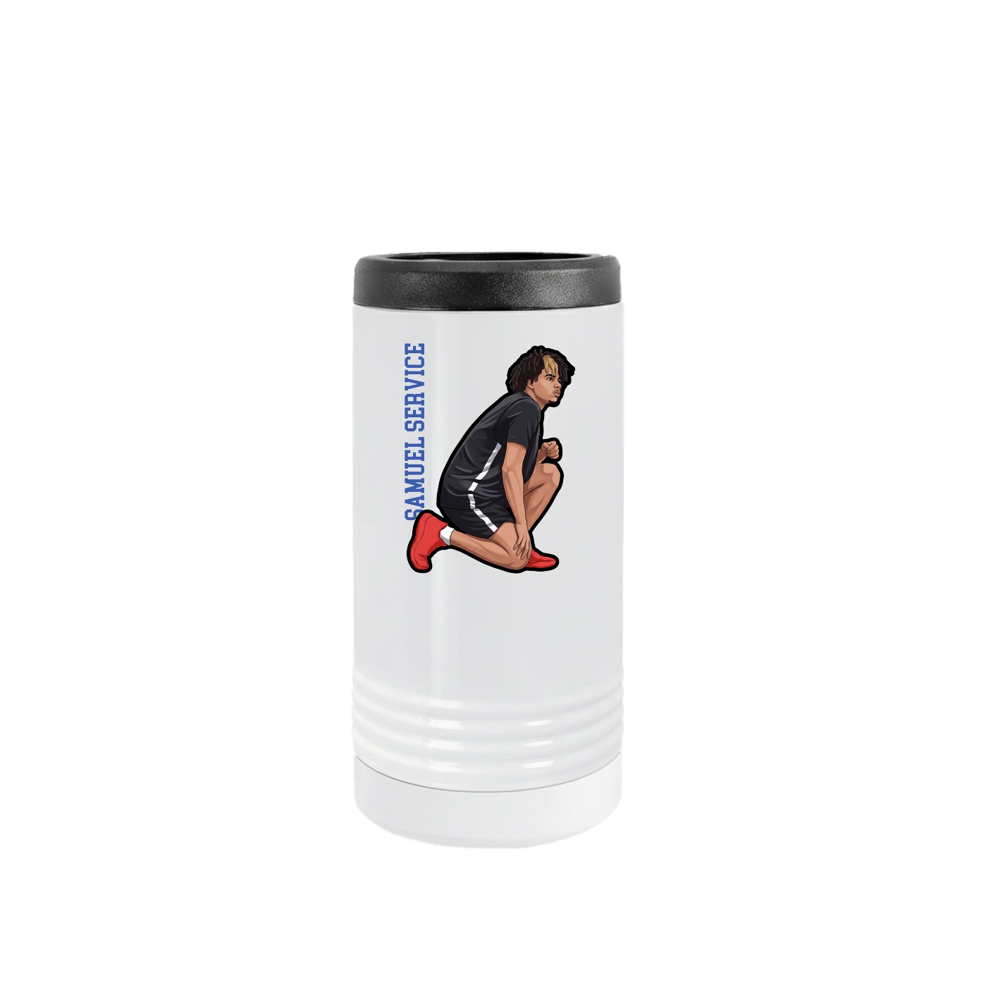 Slim Beverage Holder — Name Vertical in White