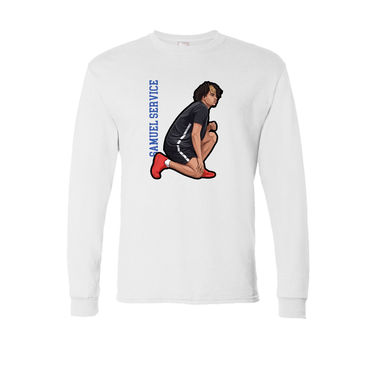 Long Sleeve Tee — Name Vertical in White