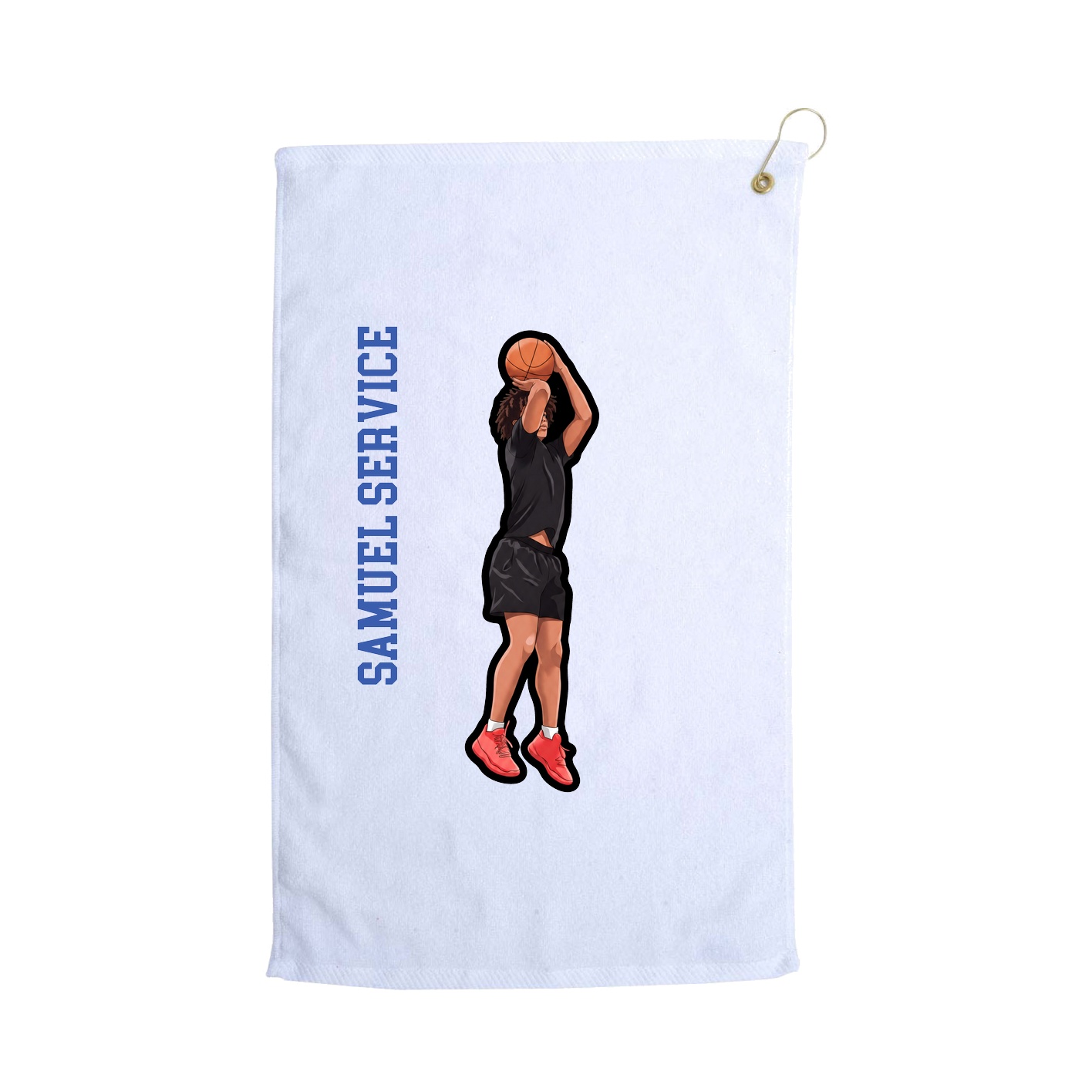 Golf Towel — Name Vertical in White