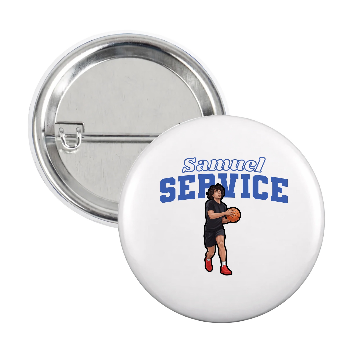 Game Day Button — Name Arch in White