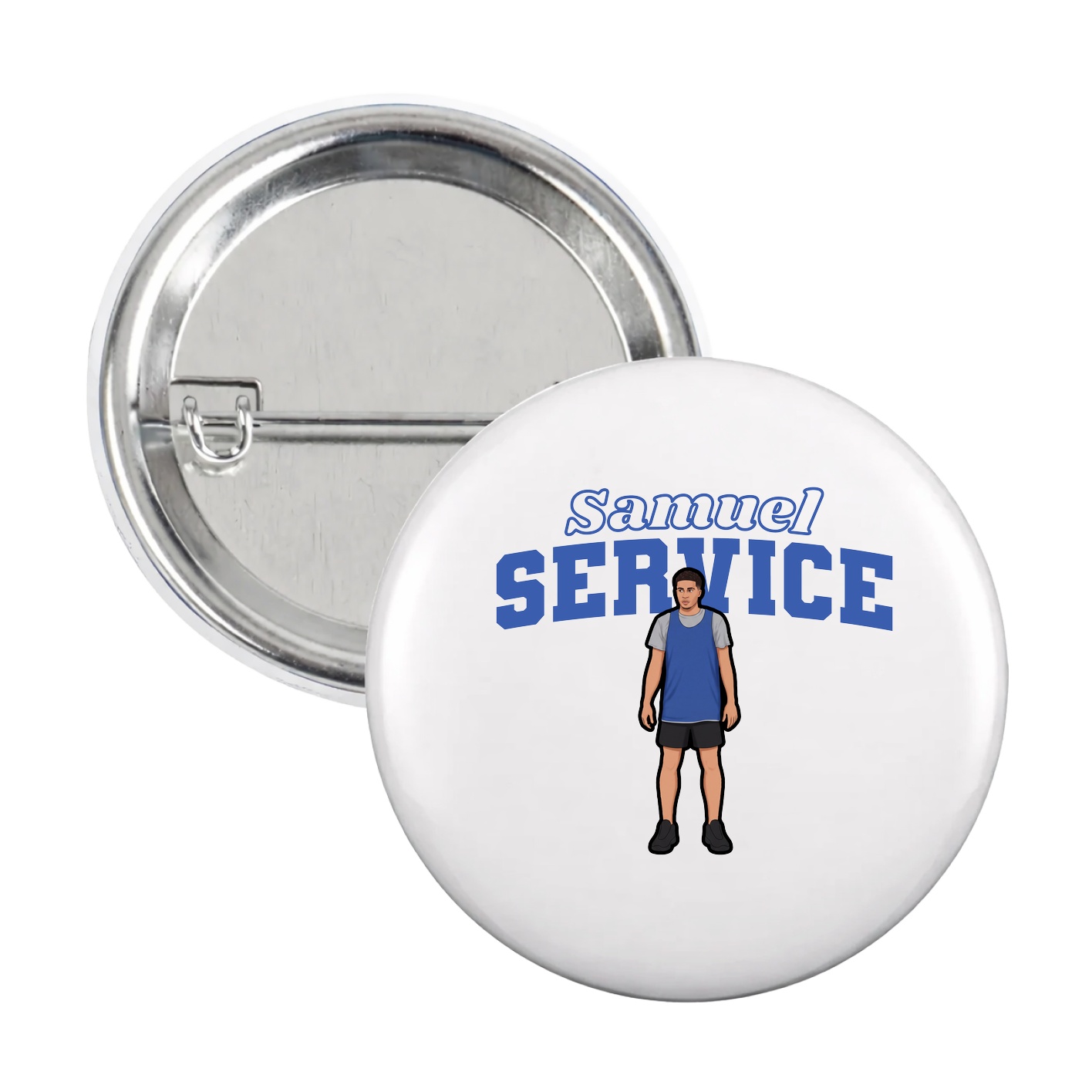 Game Day Button — Name Arch in White