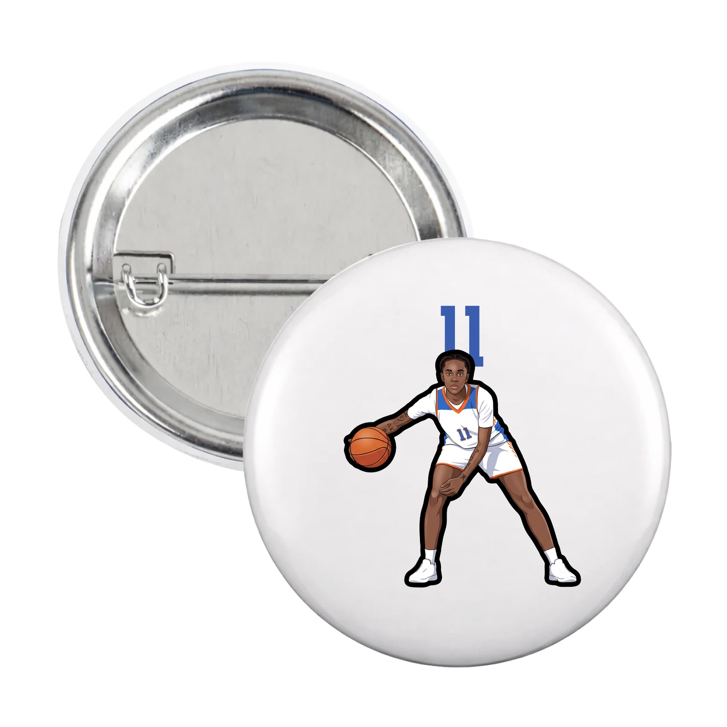Game Day Button — Number Top in White