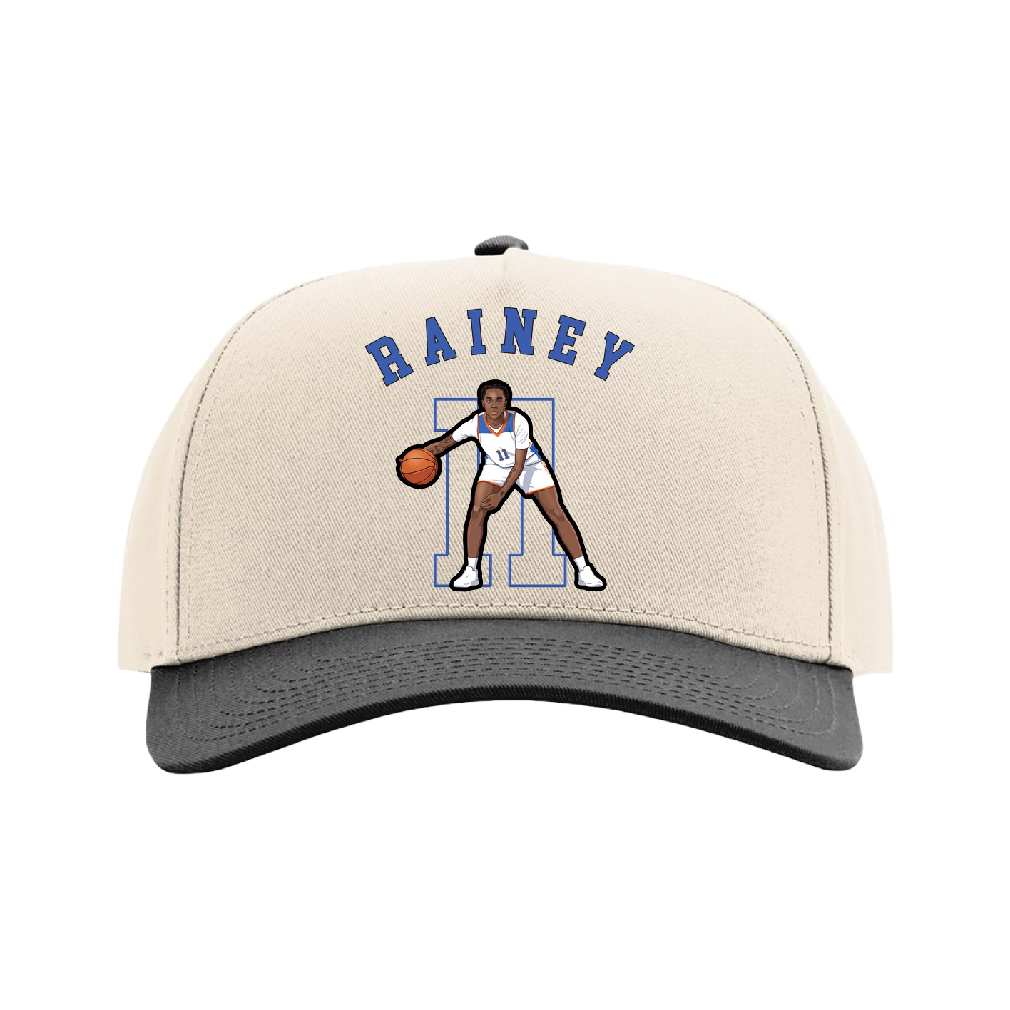 Full Fabric Five-Panel Champ Cap — Shirsey Arch in Cream/Black