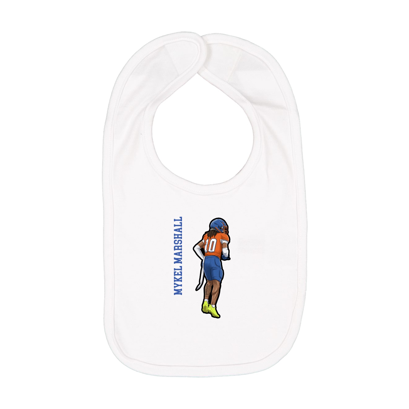Infant Bib — Name Vertical in White