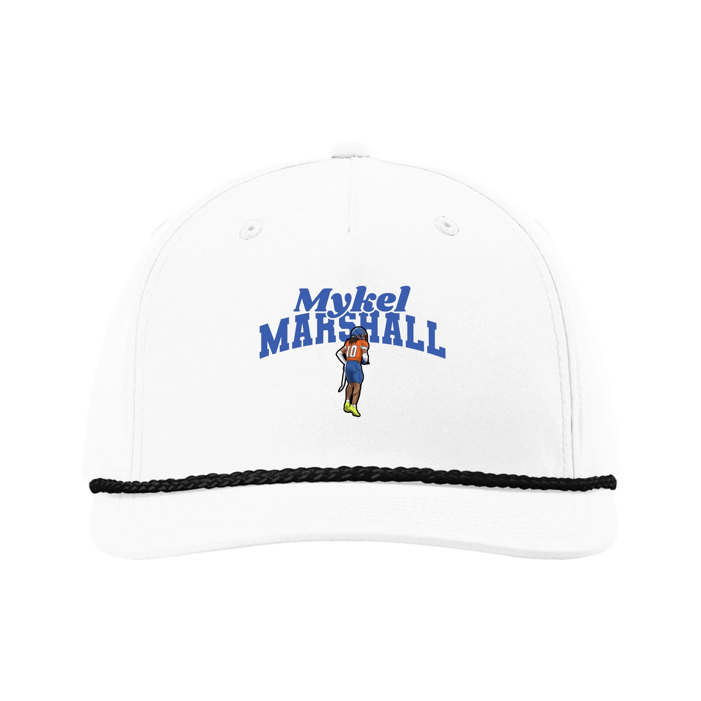Five-Panel Classic Rope Cap — Signature Arch in White