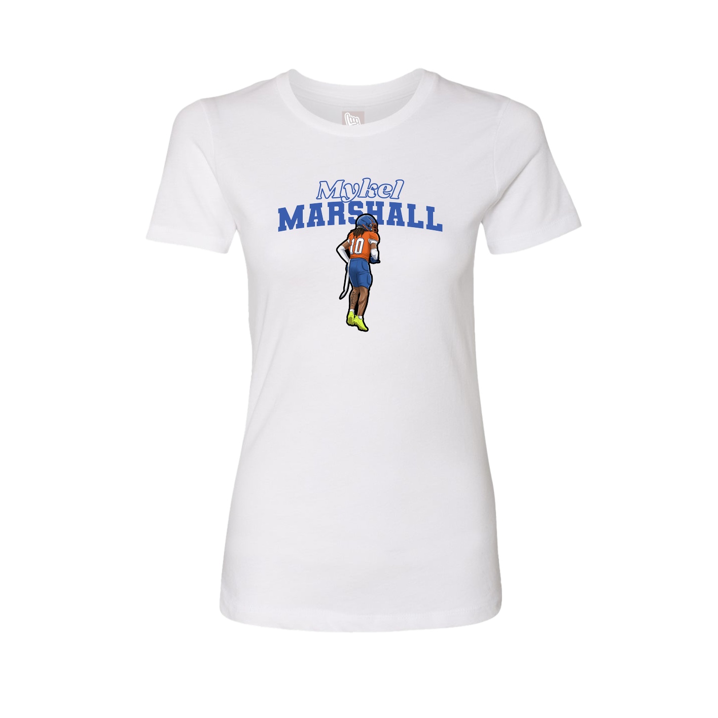 Fitted Women's Tee — Name Arch in White