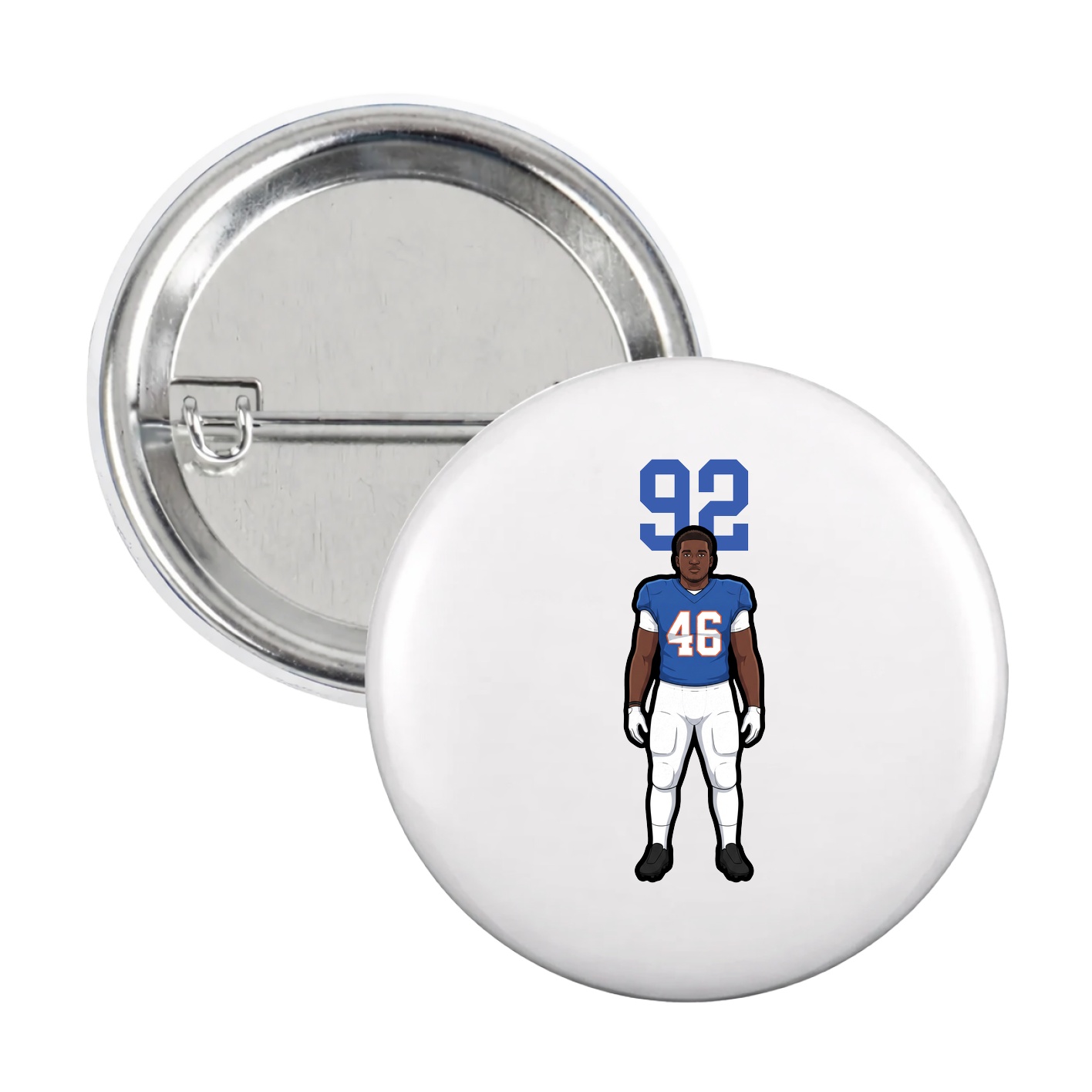 Game Day Button — Number Top in White