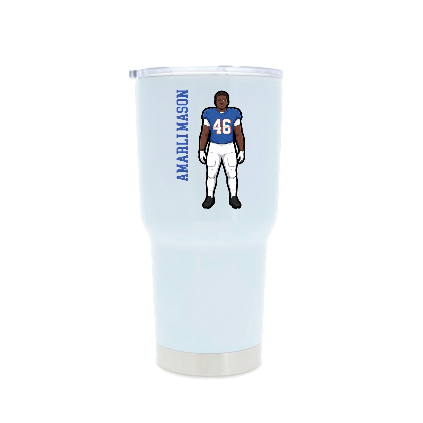 30oz Stainless Steel Tumbler — Name Vertical in White