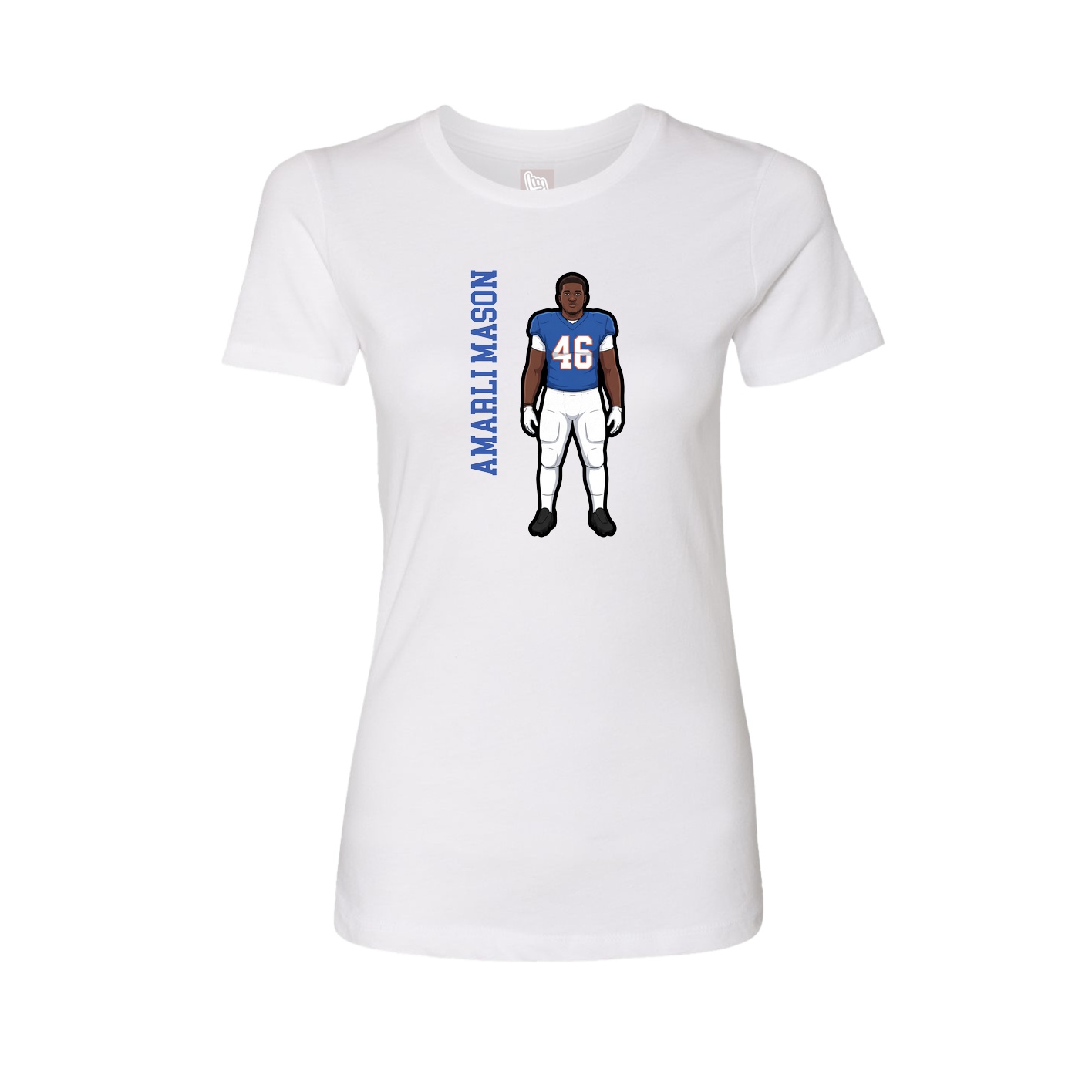 Fitted Women's Tee — Name Vertical in White