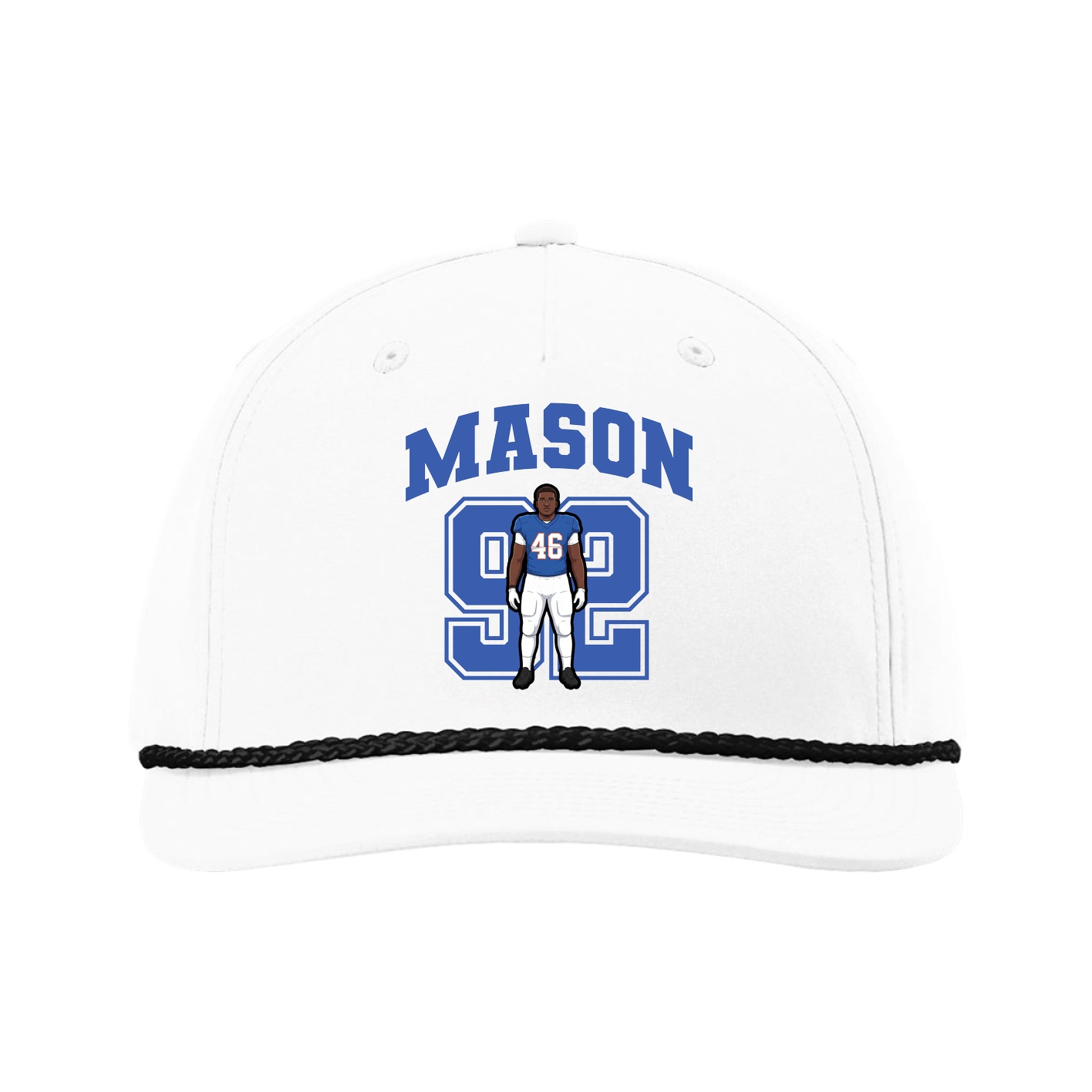 Five-Panel Classic Rope Cap — Number in White