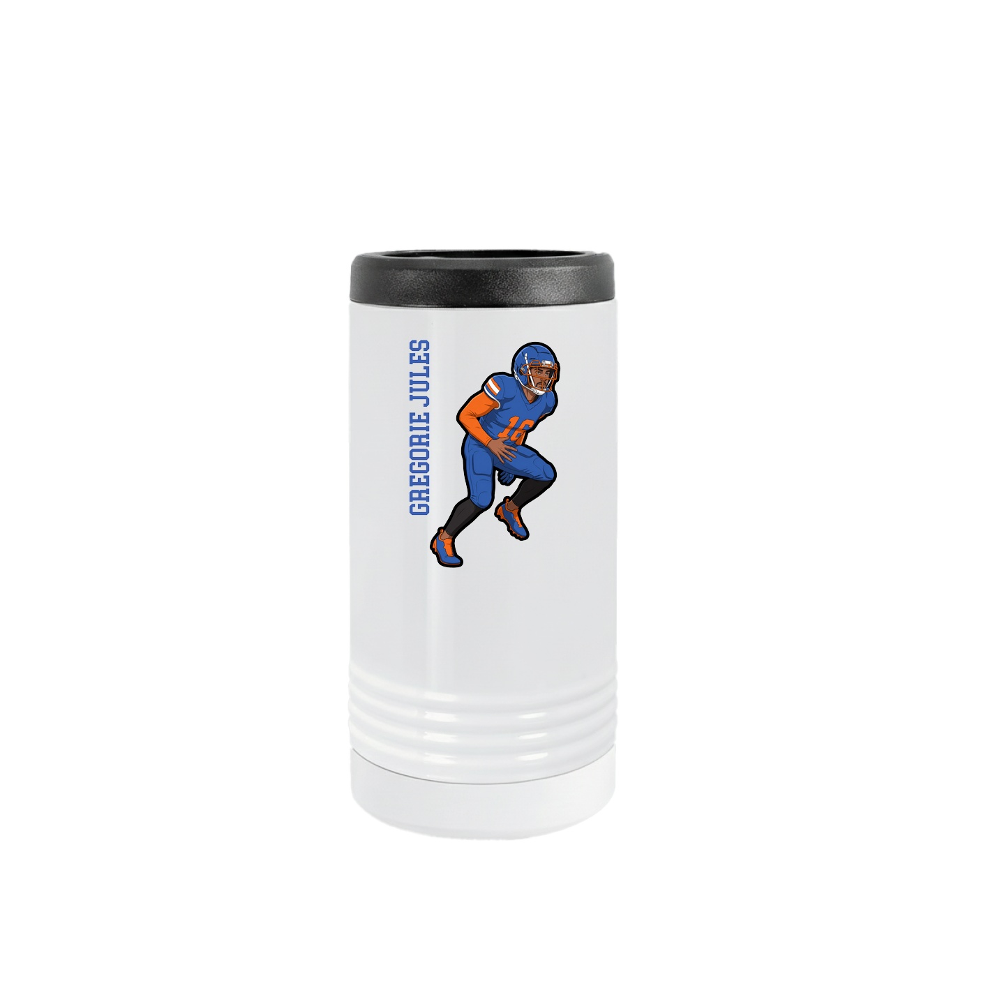 Slim Beverage Holder — Name Vertical in White