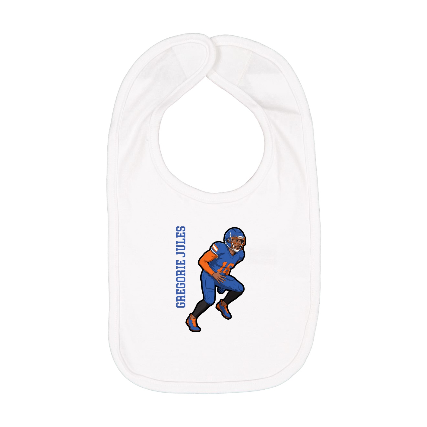 Infant Bib — Name Vertical in White
