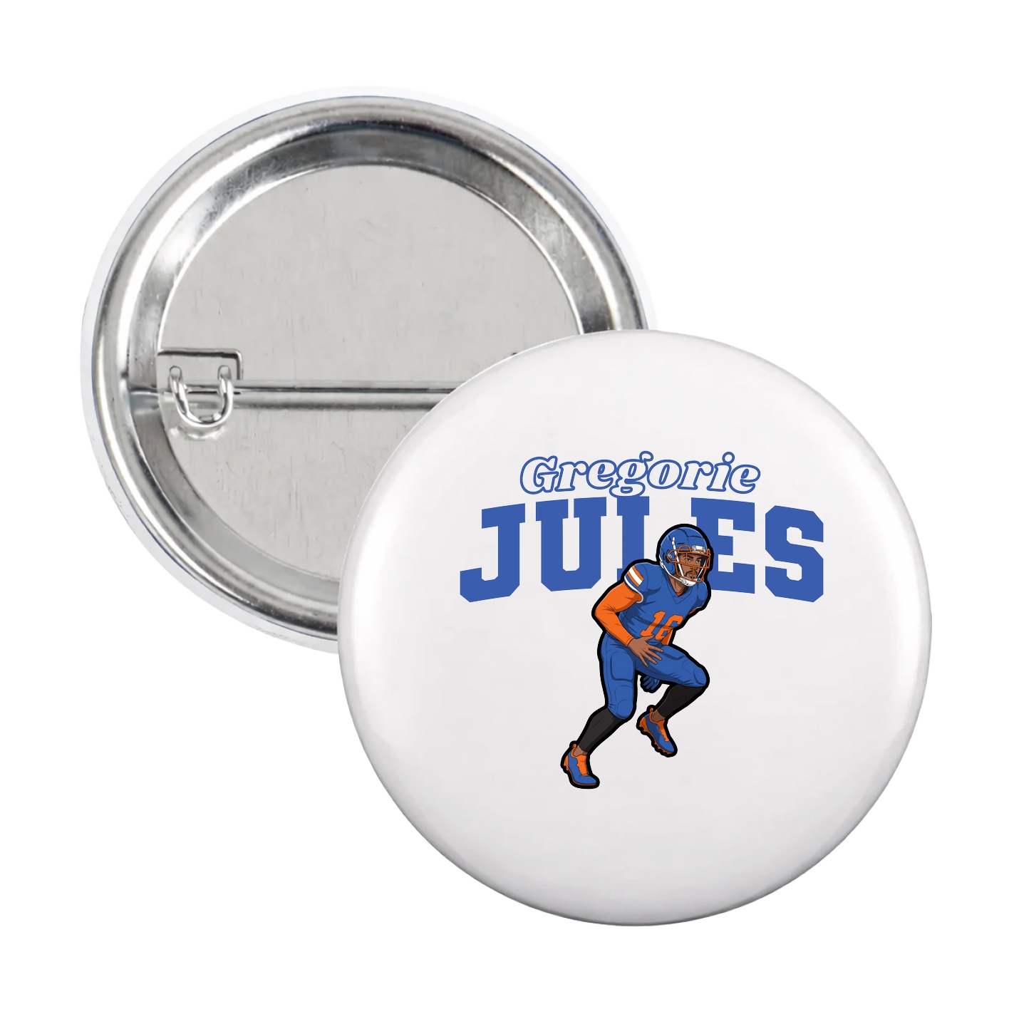 Game Day Button — Name Arch in White