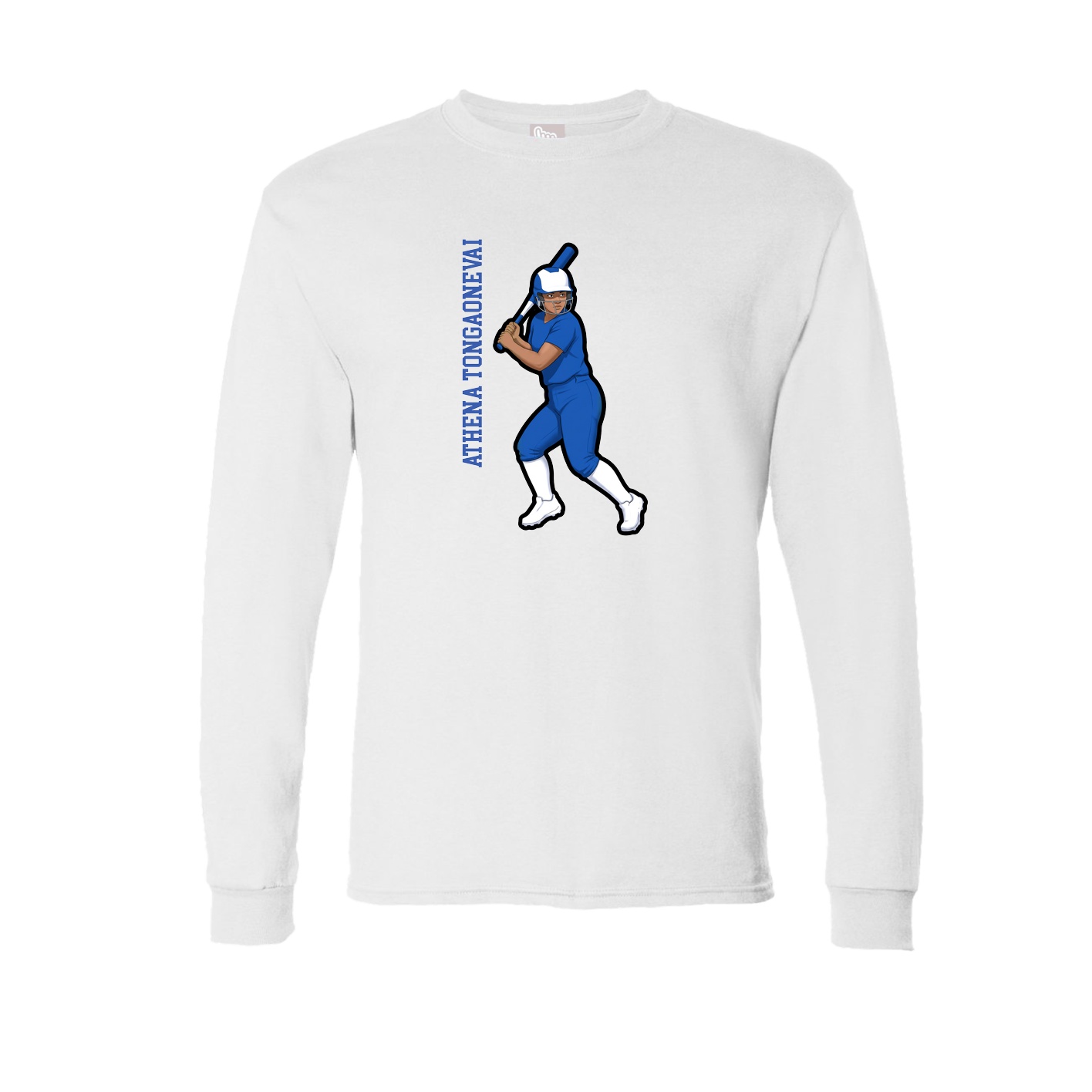 Long Sleeve Tee — Name Vertical in White