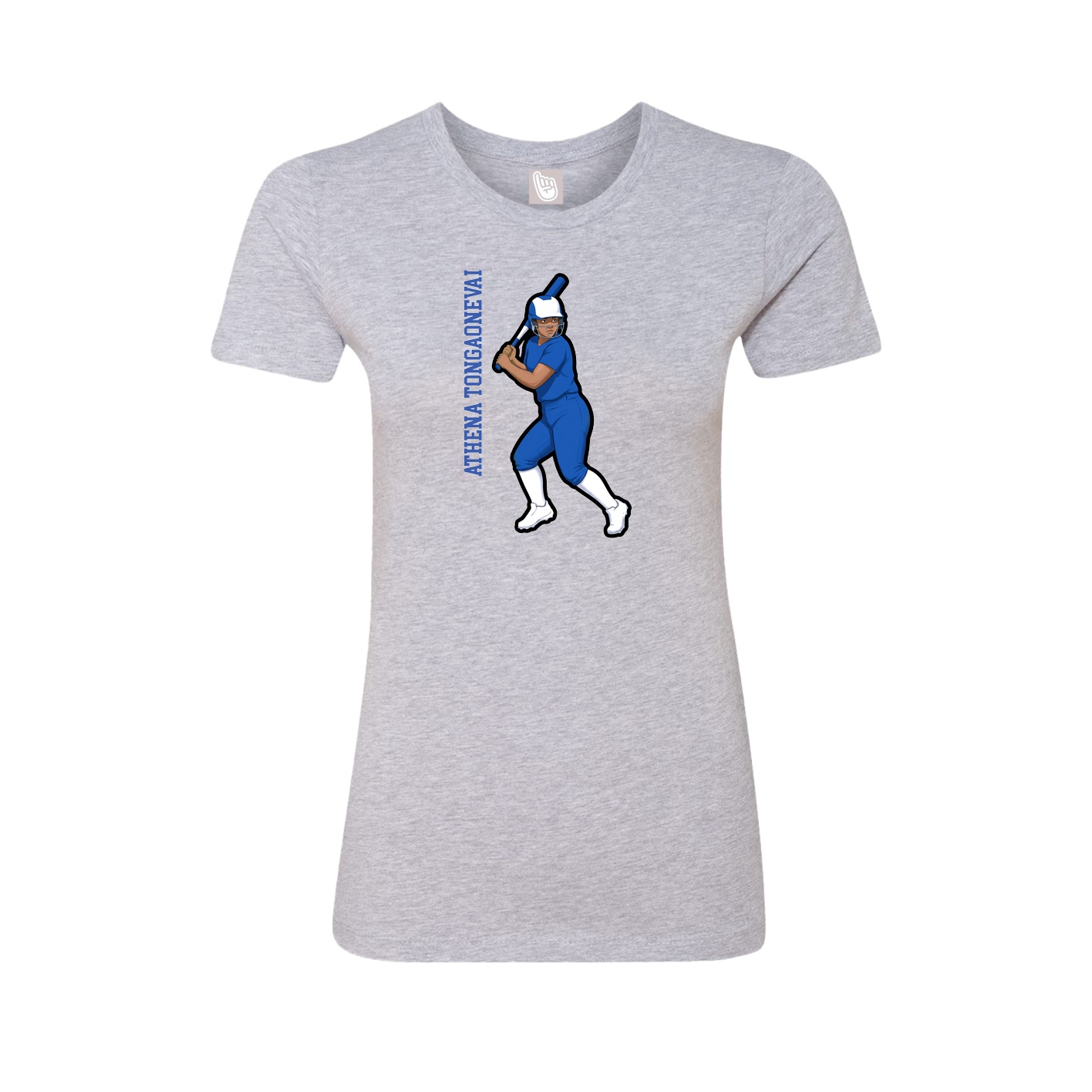 Fitted Women's Tee — Name Vertical in Grey
