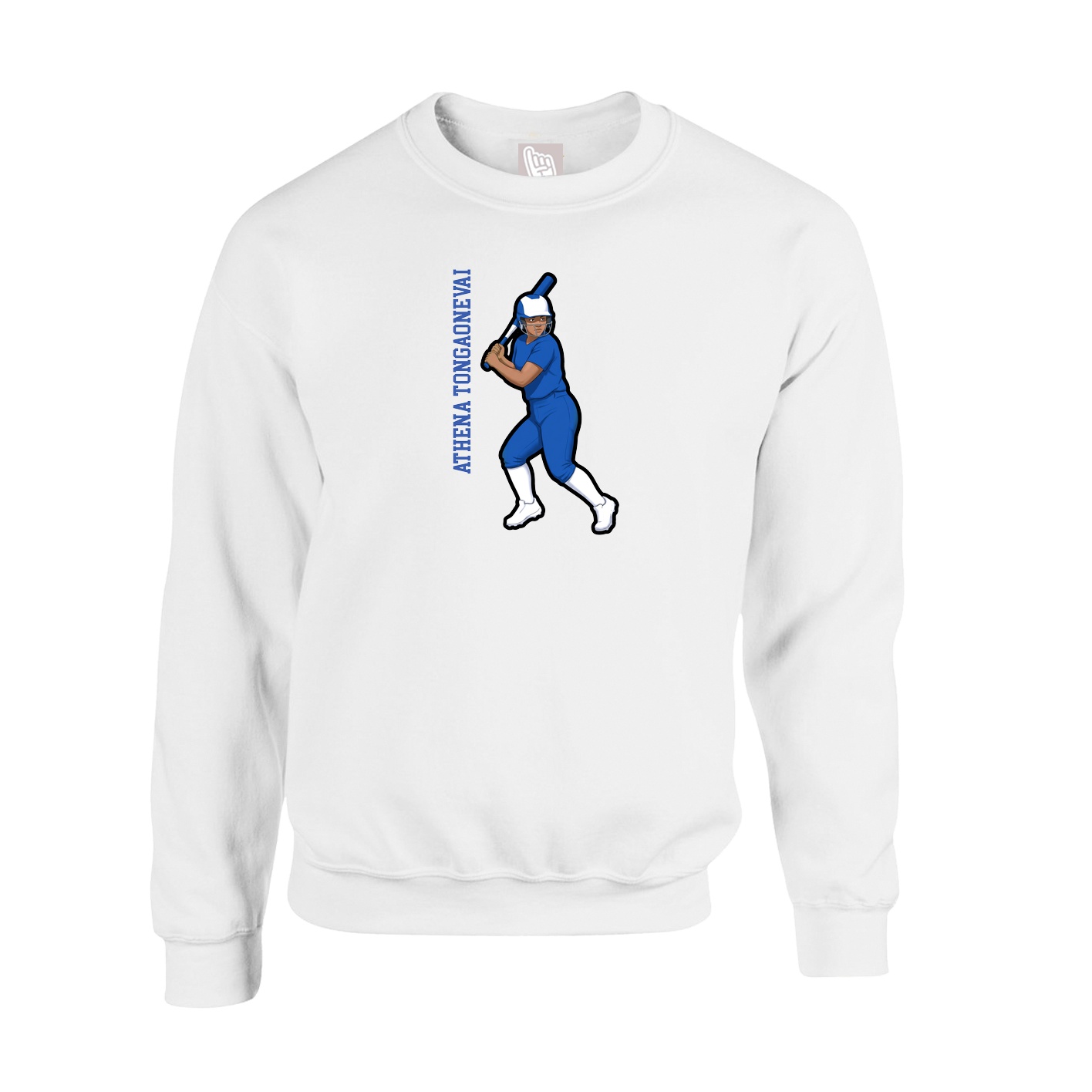 Fleece Crew — Name Vertical in White