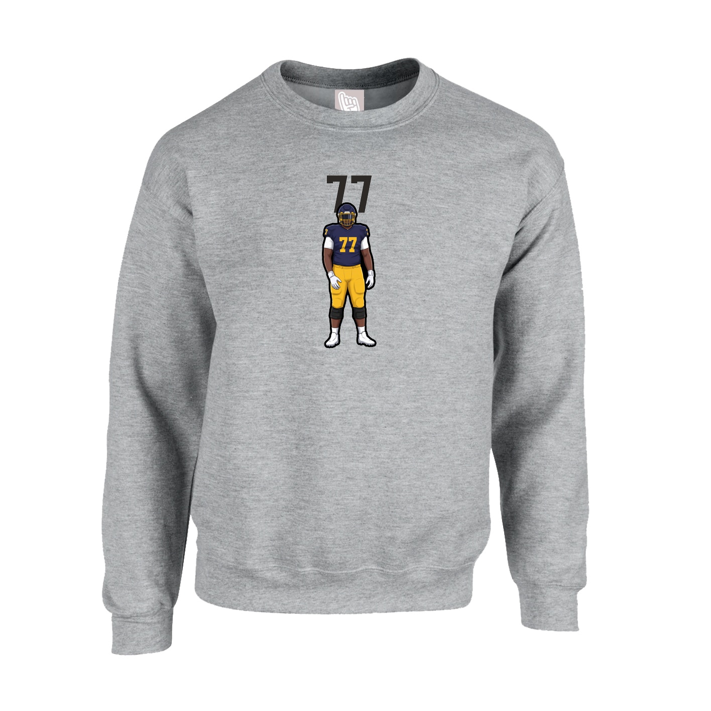 Fleece Crew — Number Top in Grey