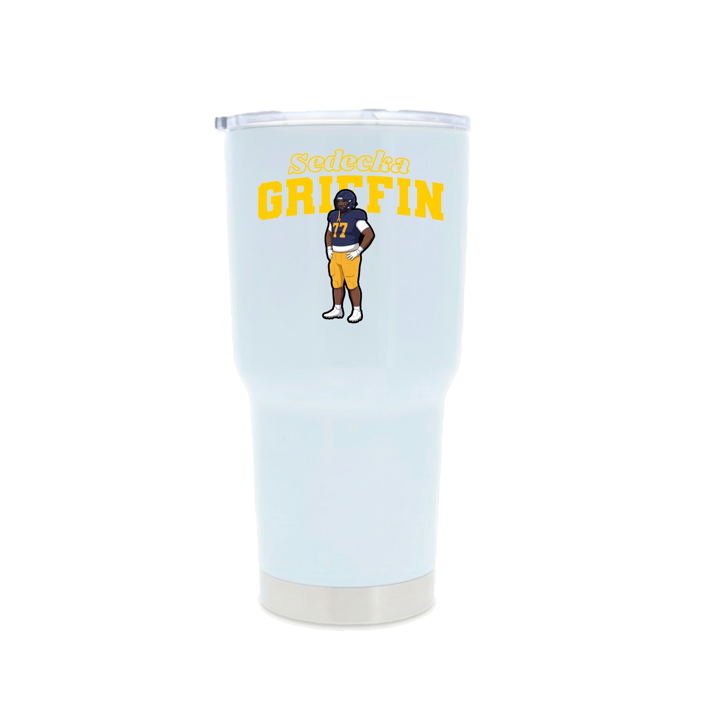 30oz Stainless Steel Tumbler — Name Arch in White