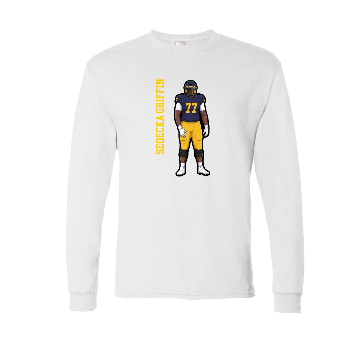 Long Sleeve Tee — Name Vertical in White