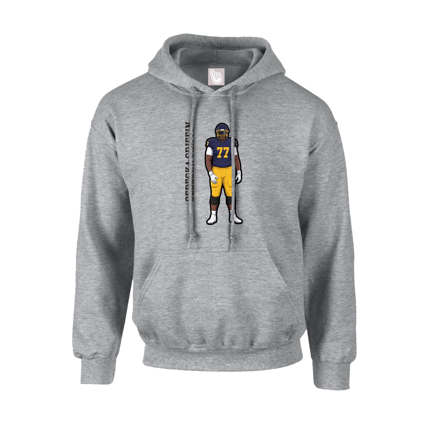 Youth Hoodie — Name Vertical in Grey