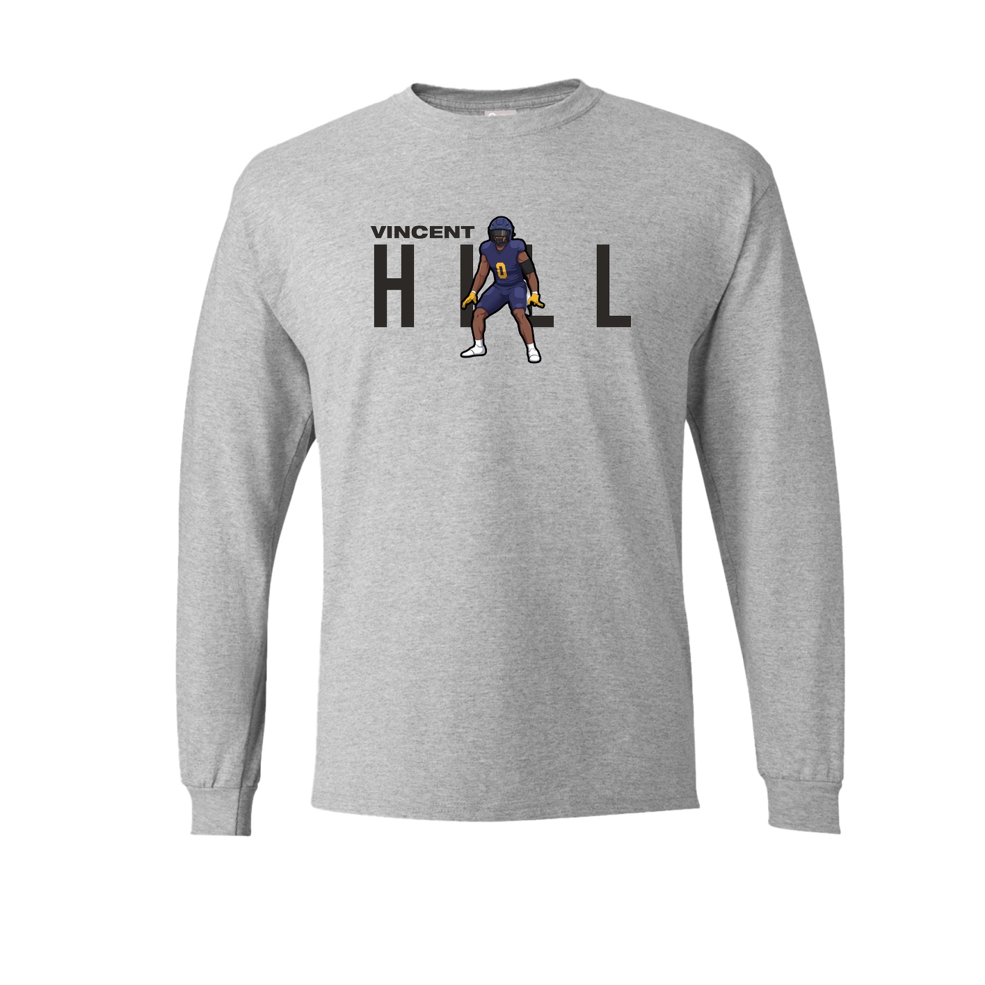 Long Sleeve Tee — Player Name in Grey