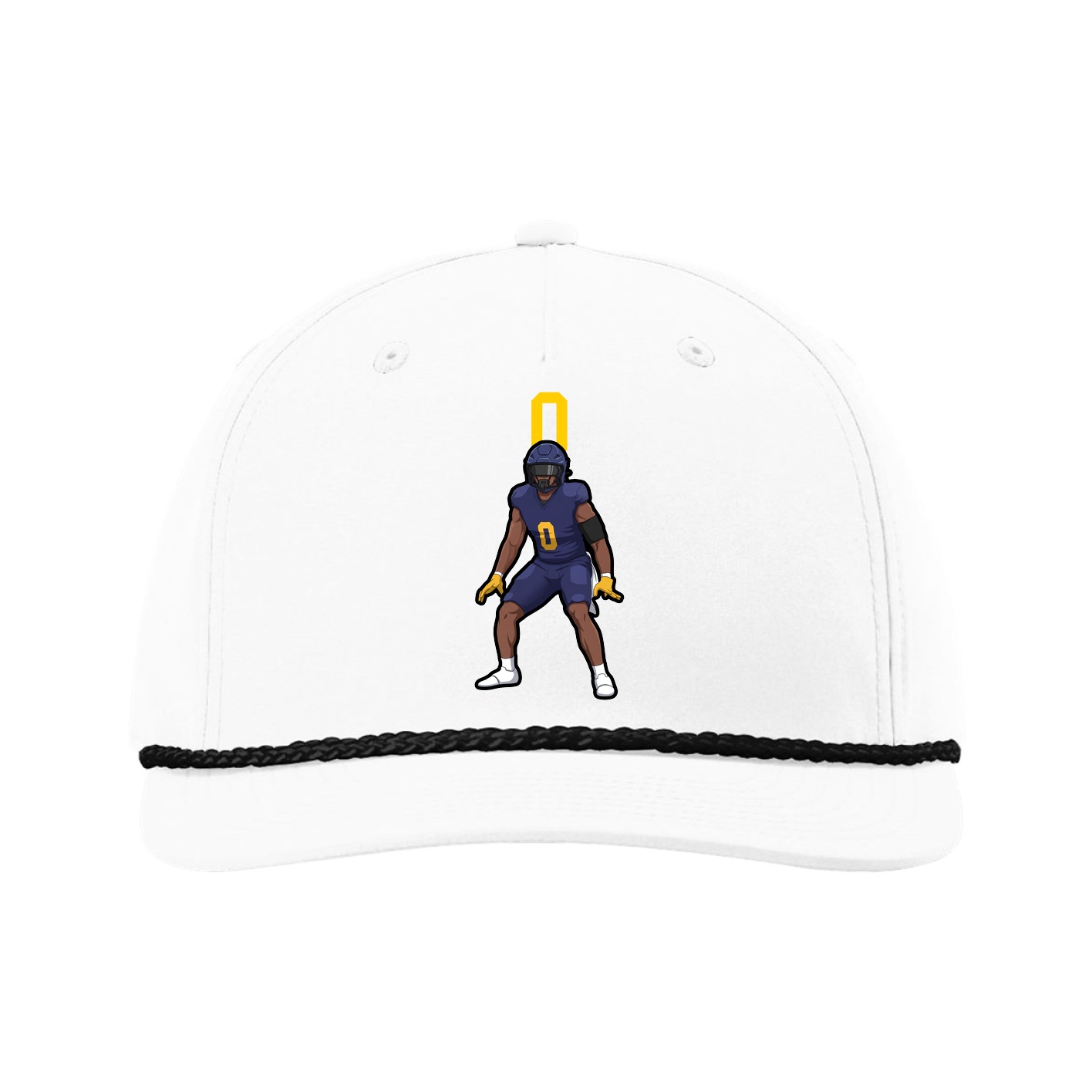 Five-Panel Classic Rope Cap — Number Top in White