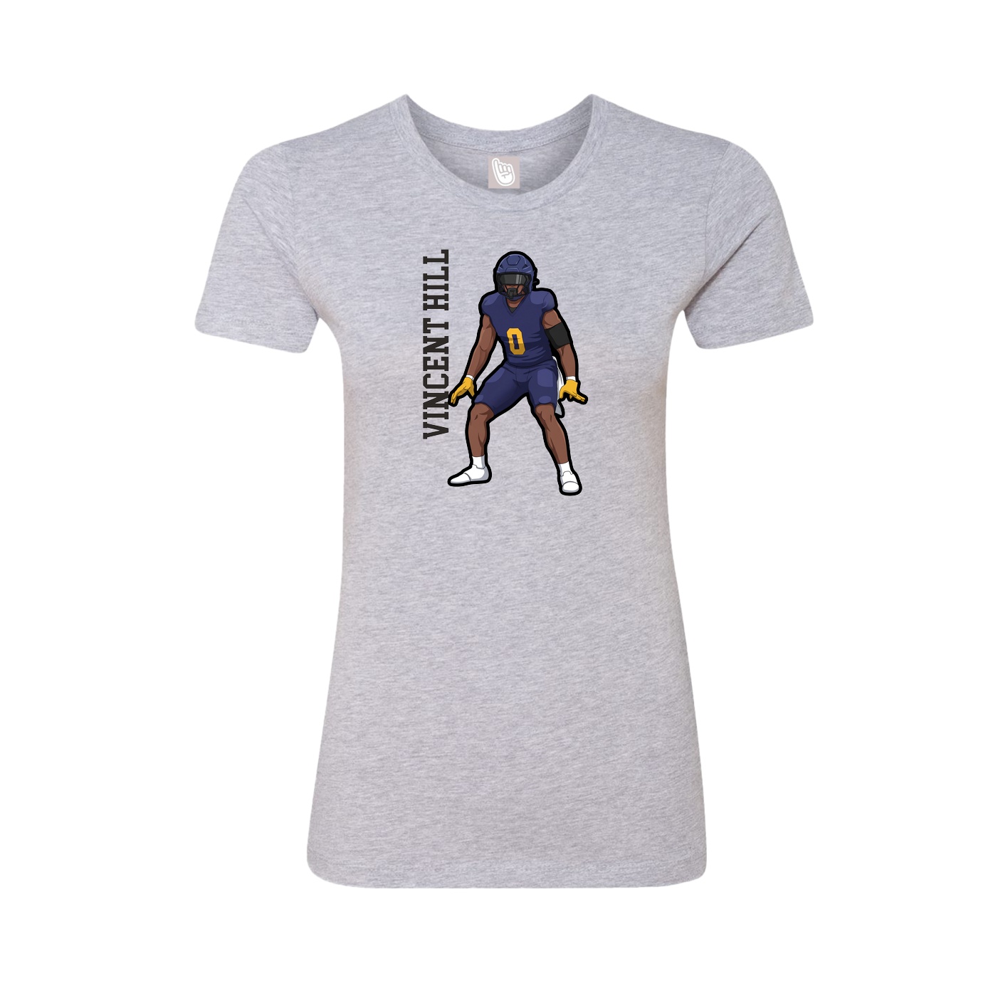 Fitted Women's Tee — Name Vertical in Grey
