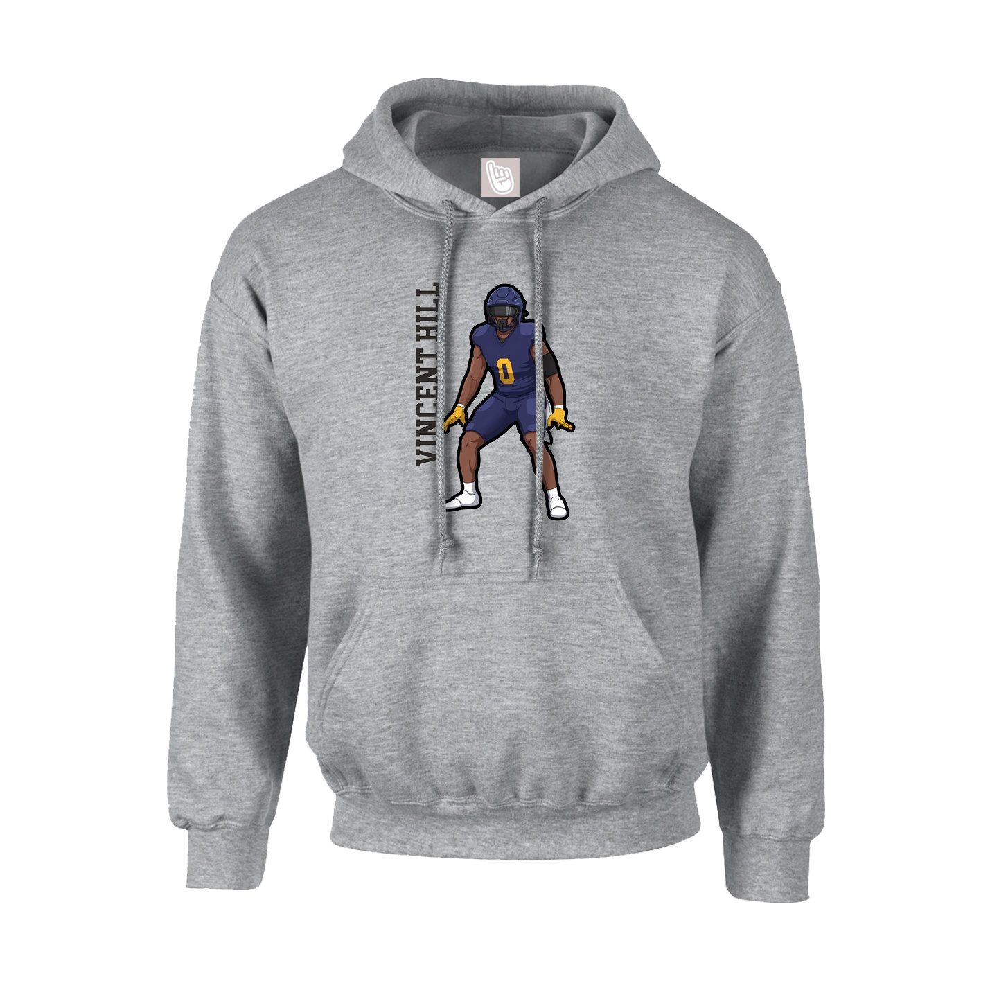 Hoodie — Name Vertical in Grey