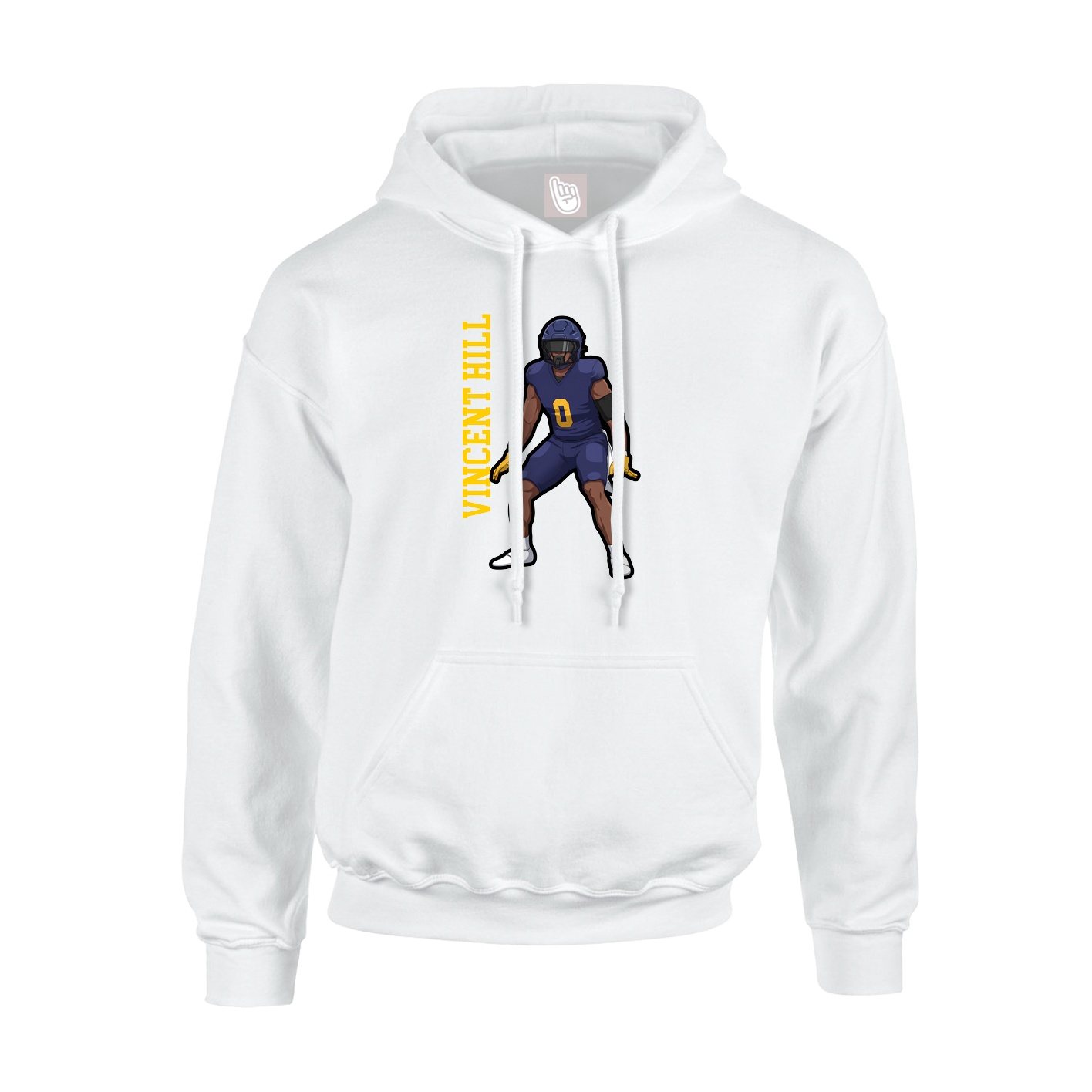 Youth Hoodie — Name Vertical in White