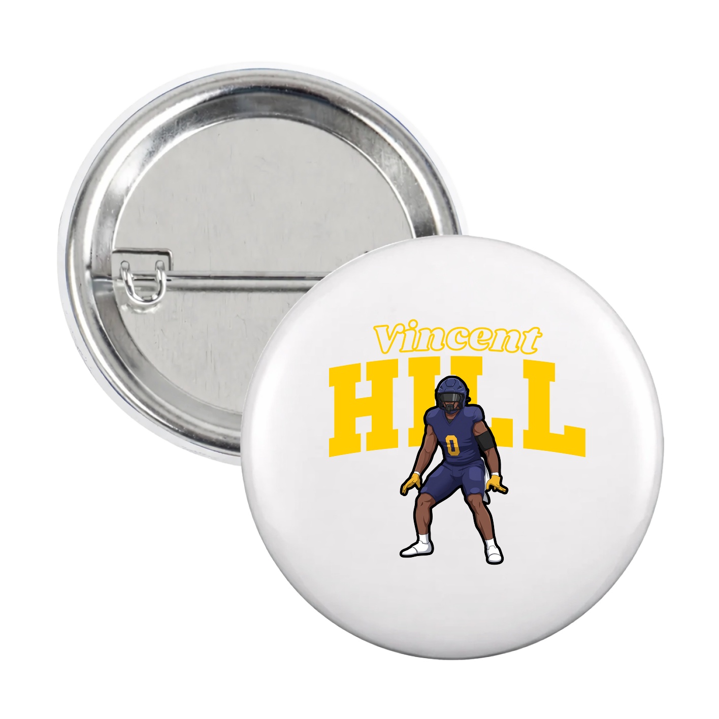 Game Day Button — Name Arch in White