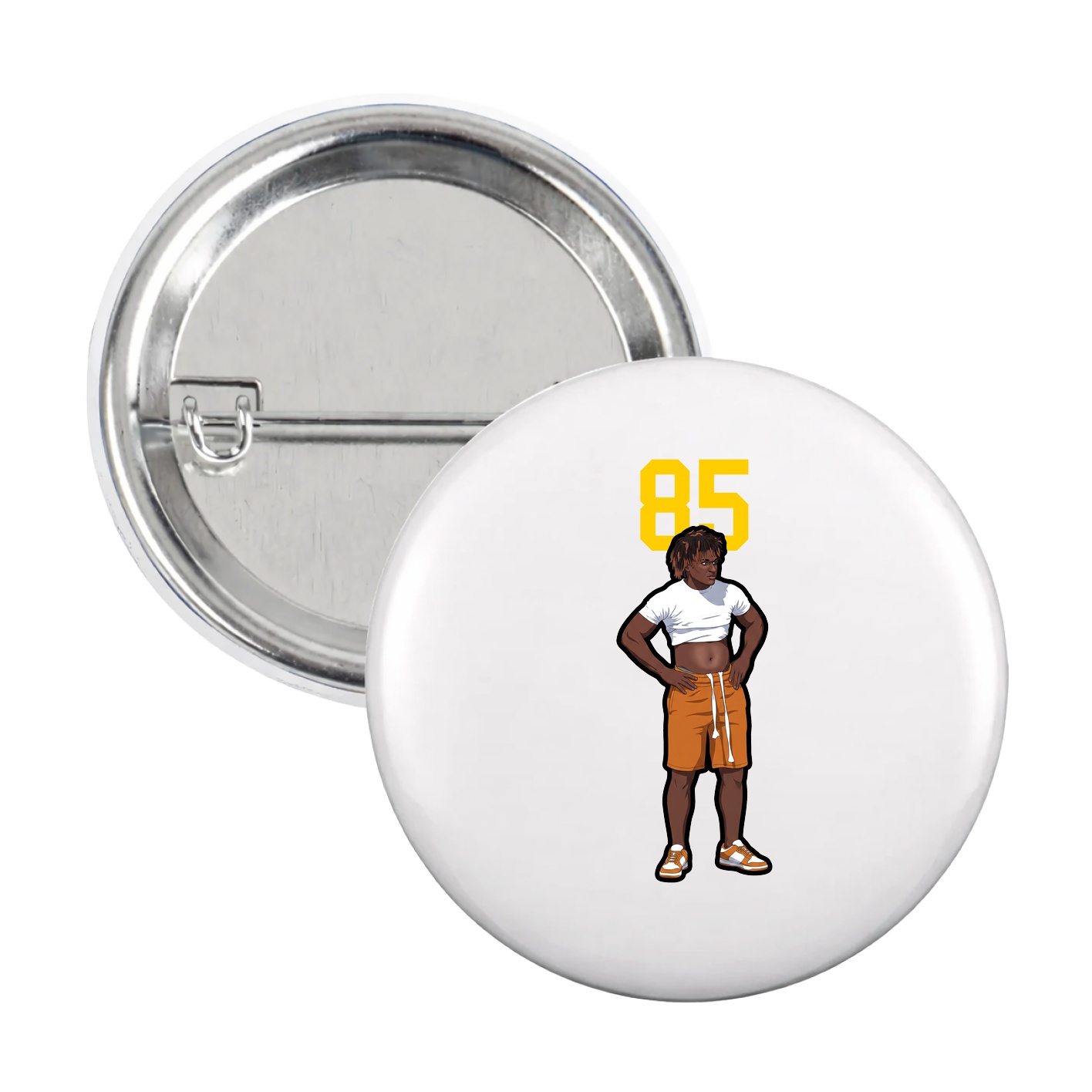 Game Day Button — Number Top in White