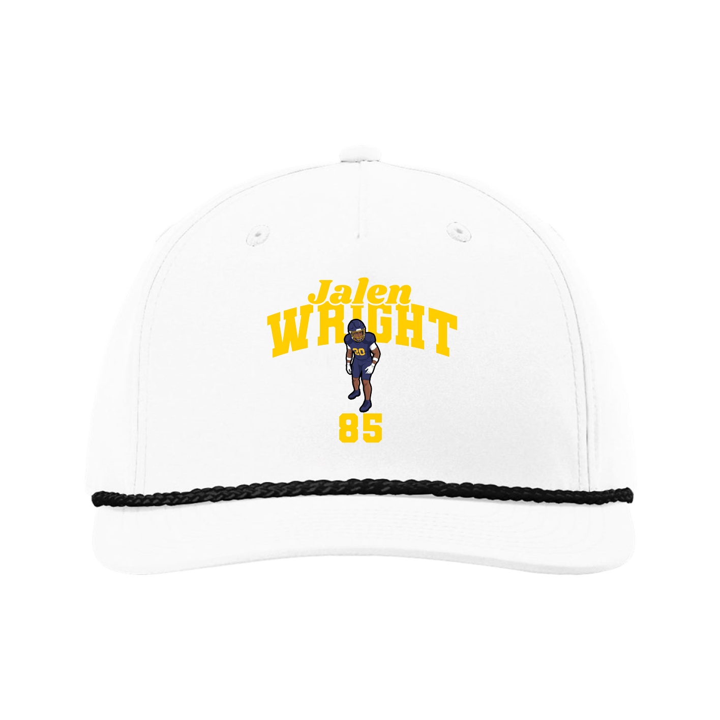 Five-Panel Classic Rope Cap — Signature Arch in White