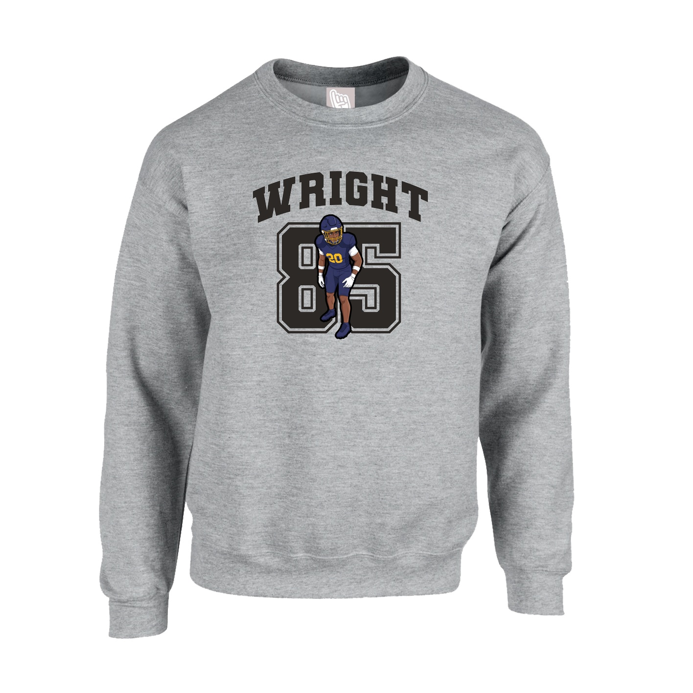 Fleece Crew — Number in Grey