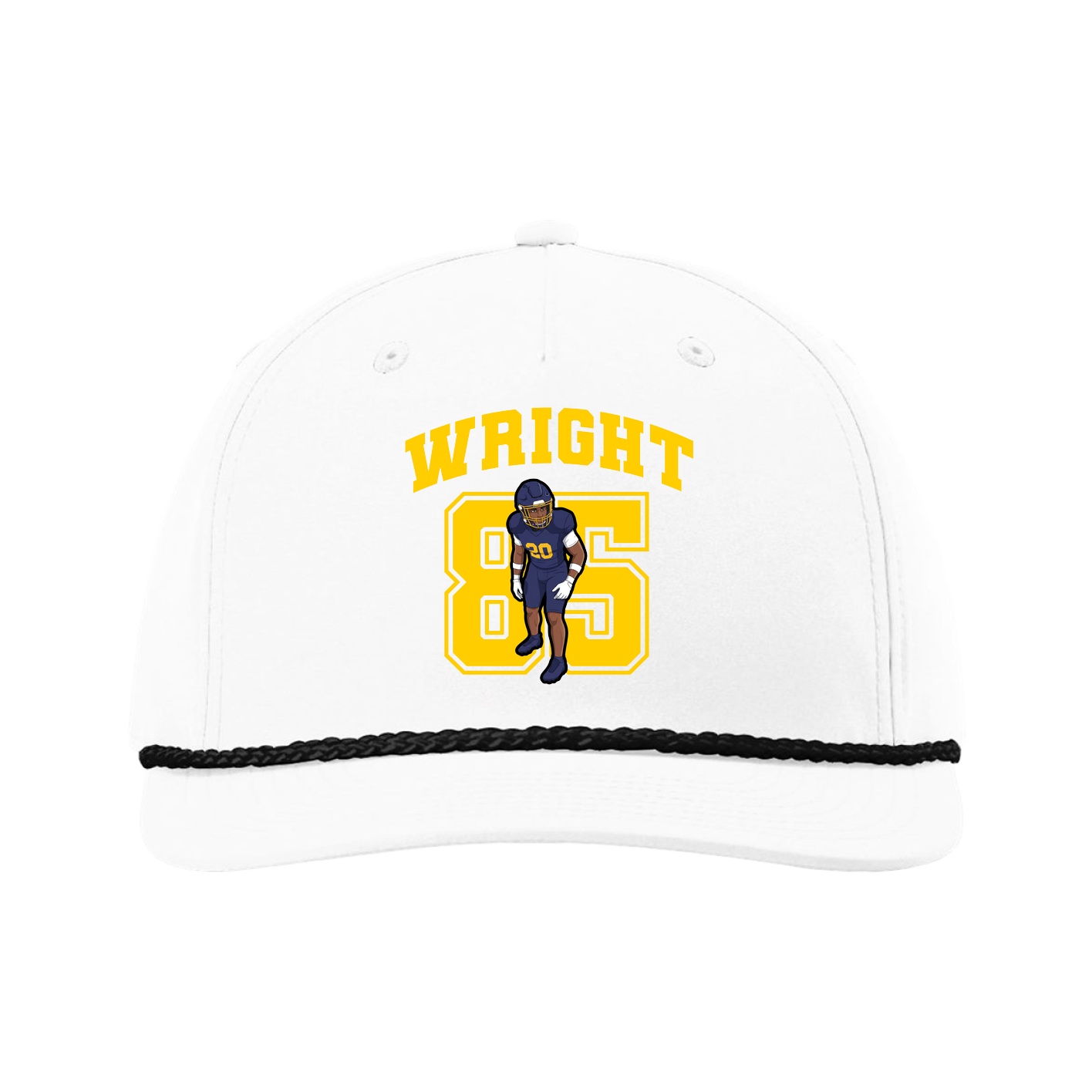 Five-Panel Classic Rope Cap — Number in White