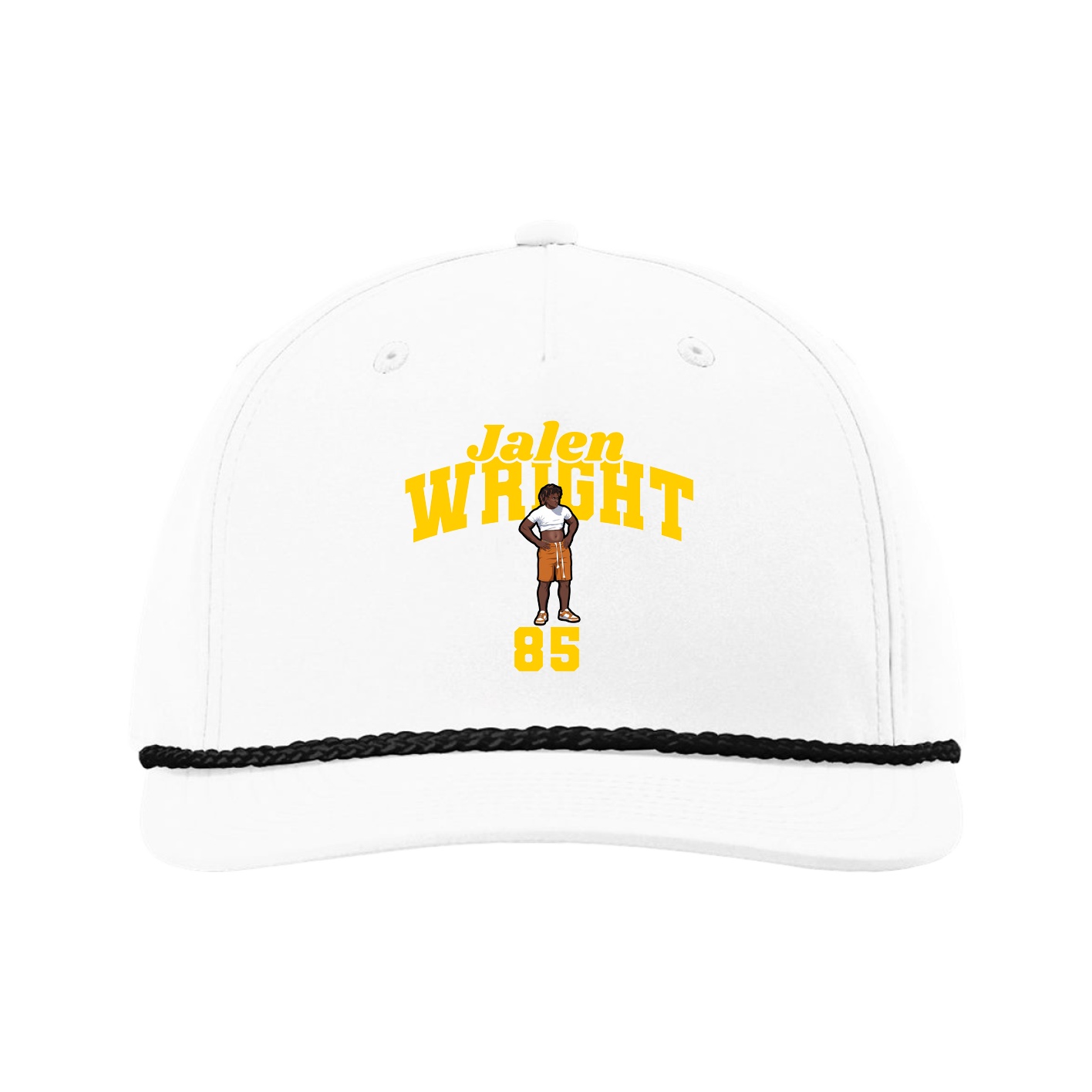 Five-Panel Classic Rope Cap — Signature Arch in White