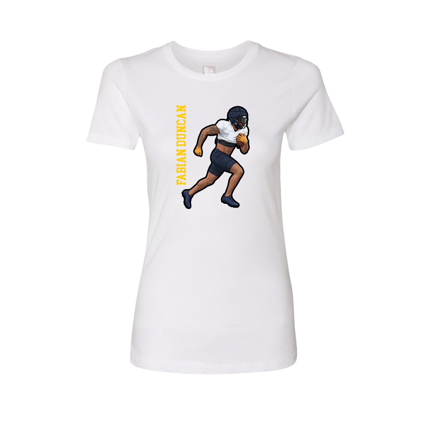 Fitted Women's Tee — Name Vertical in White