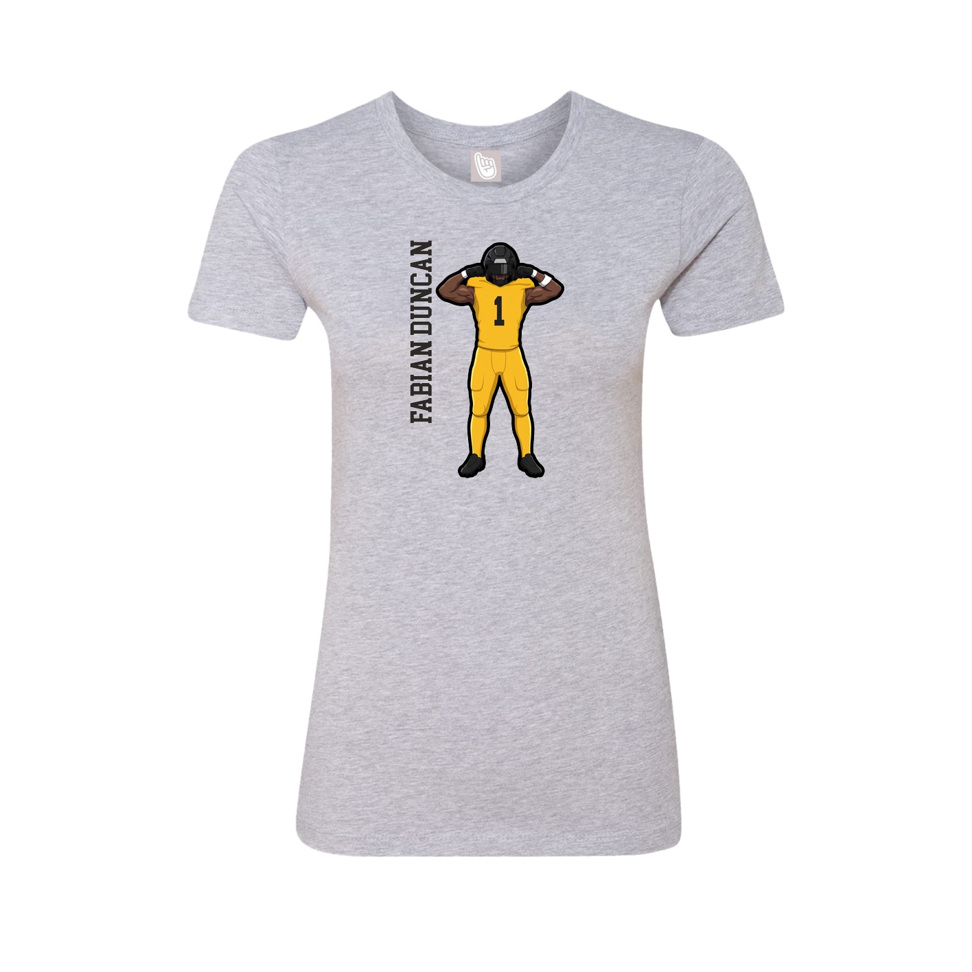 Fitted Women's Tee — Name Vertical in Grey