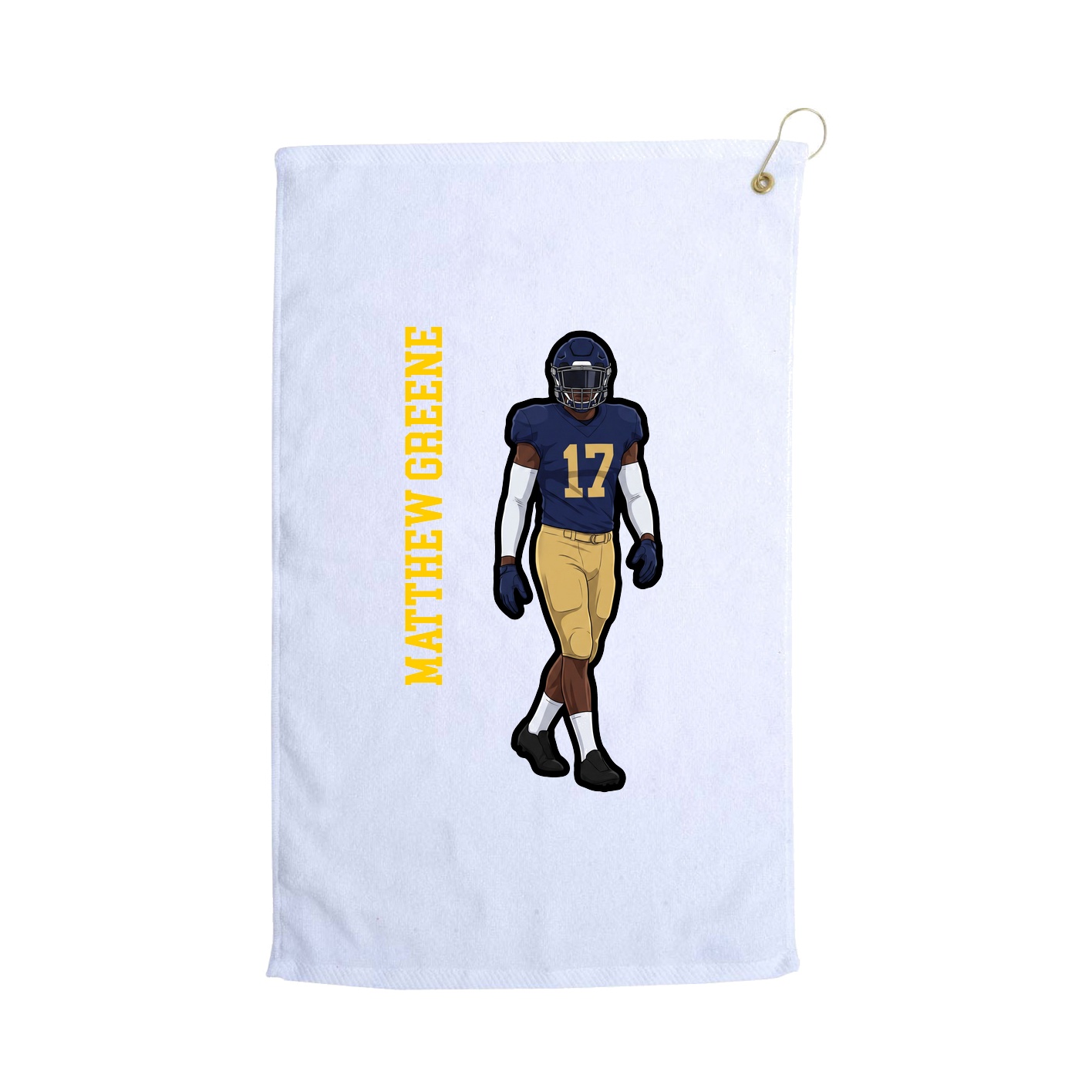 Golf Towel — Name Vertical in White