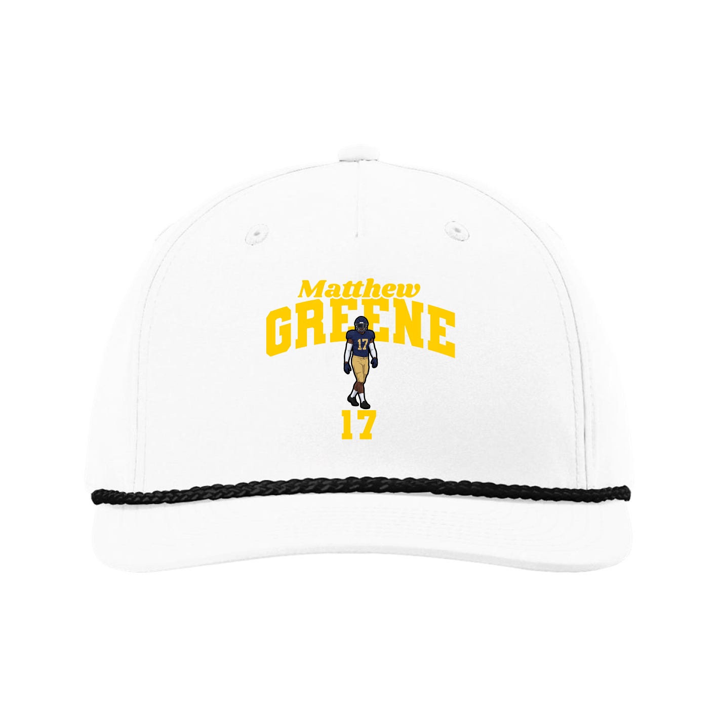 Five-Panel Classic Rope Cap — Signature Arch in White
