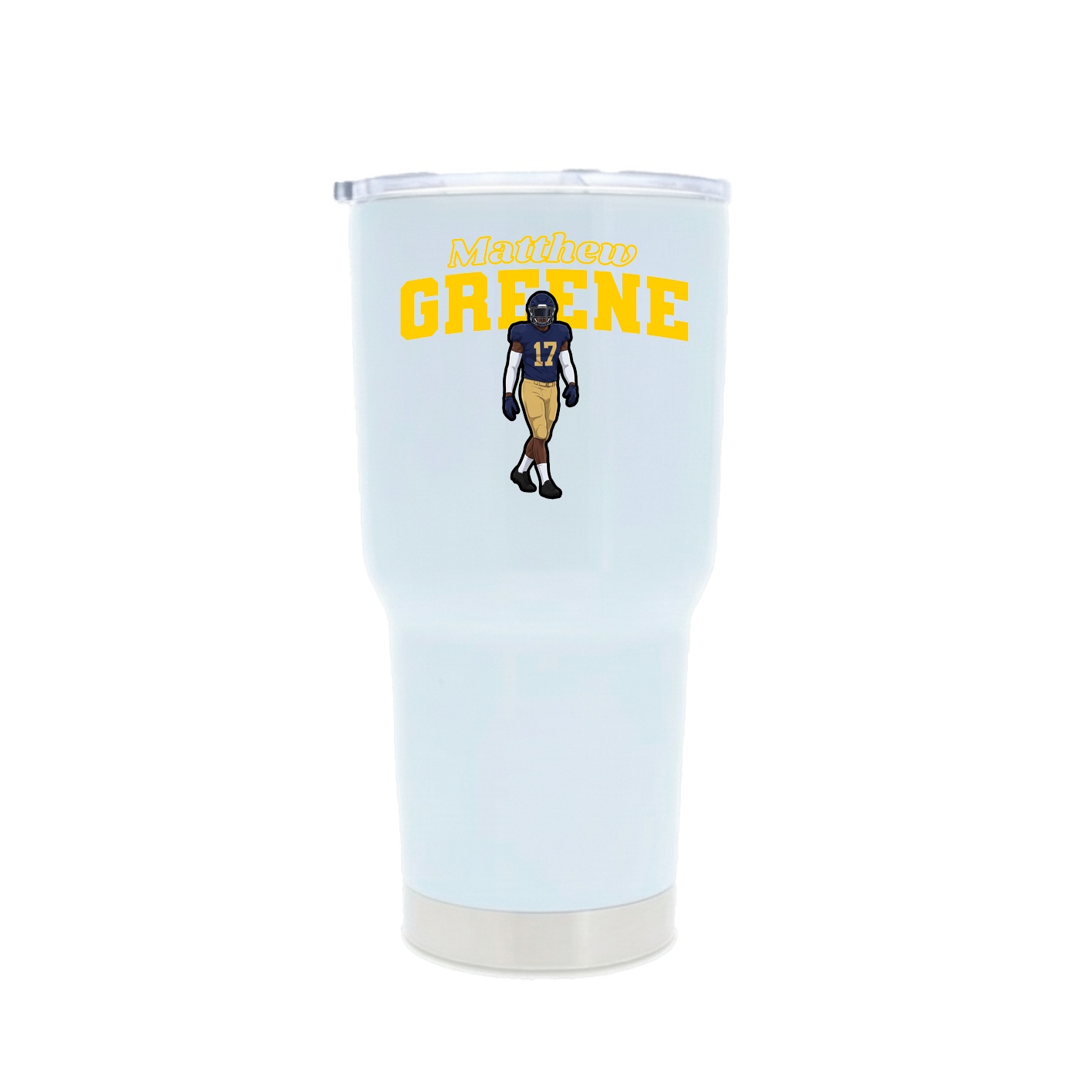 30oz Stainless Steel Tumbler — Name Arch in White