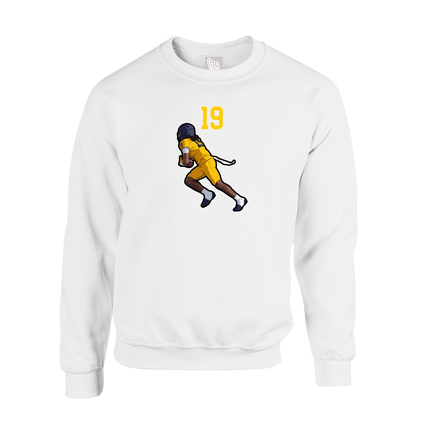Fleece Crew — Number Top in White